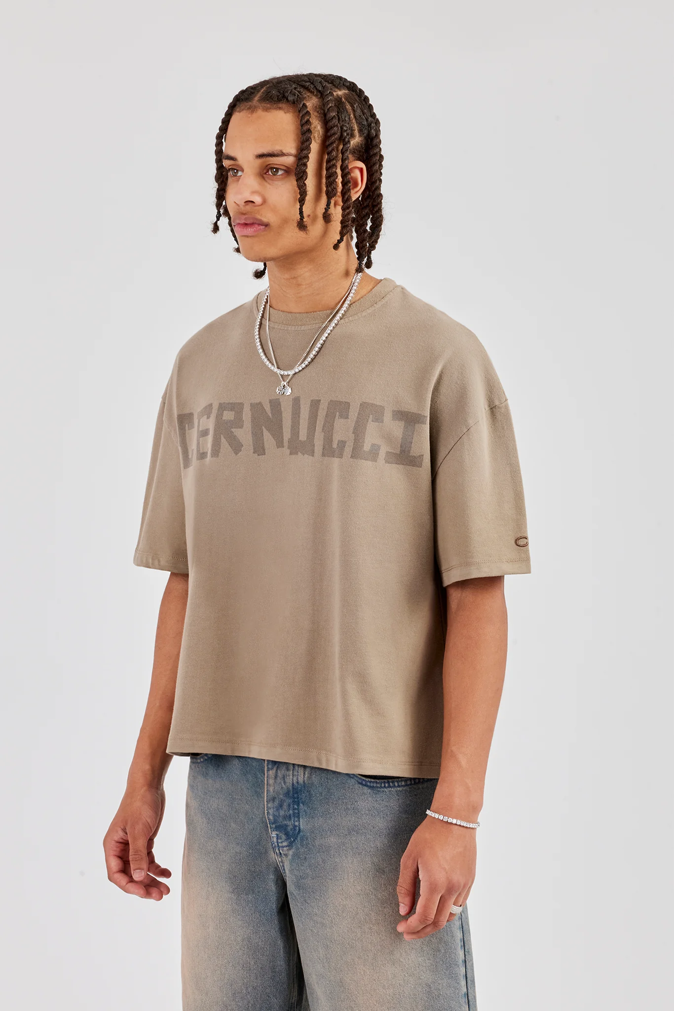 Cernucci Print Boxy T-Shirt - Taupe - Image 2