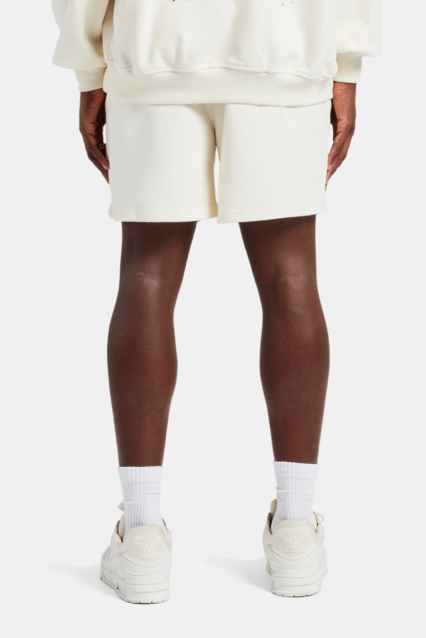 Cernucci Relaxed Letter Rhinestone Shorts - Off White - Image 3
