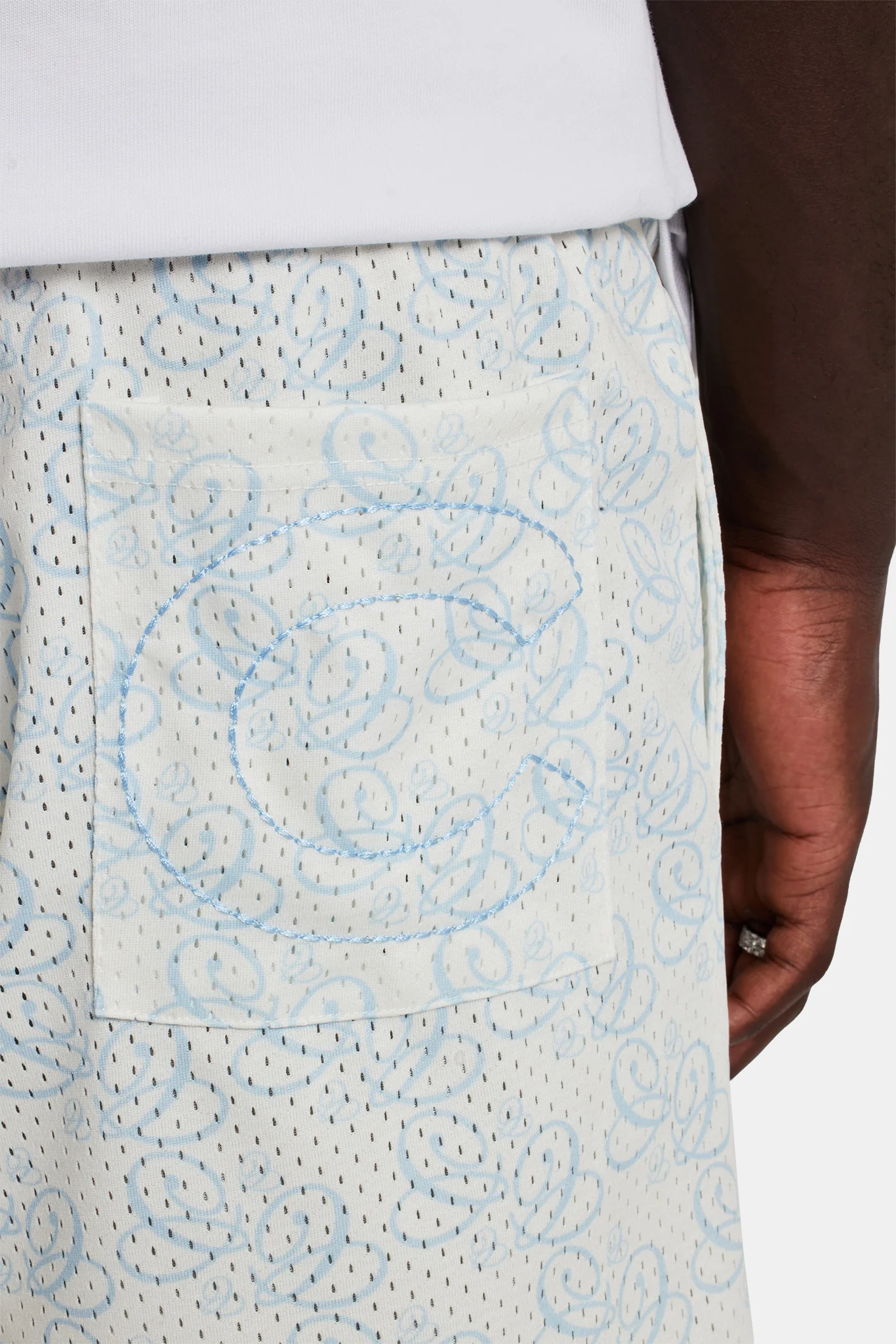 Cernucci Repeat Logo Mesh Short - Light Blue - Image 5