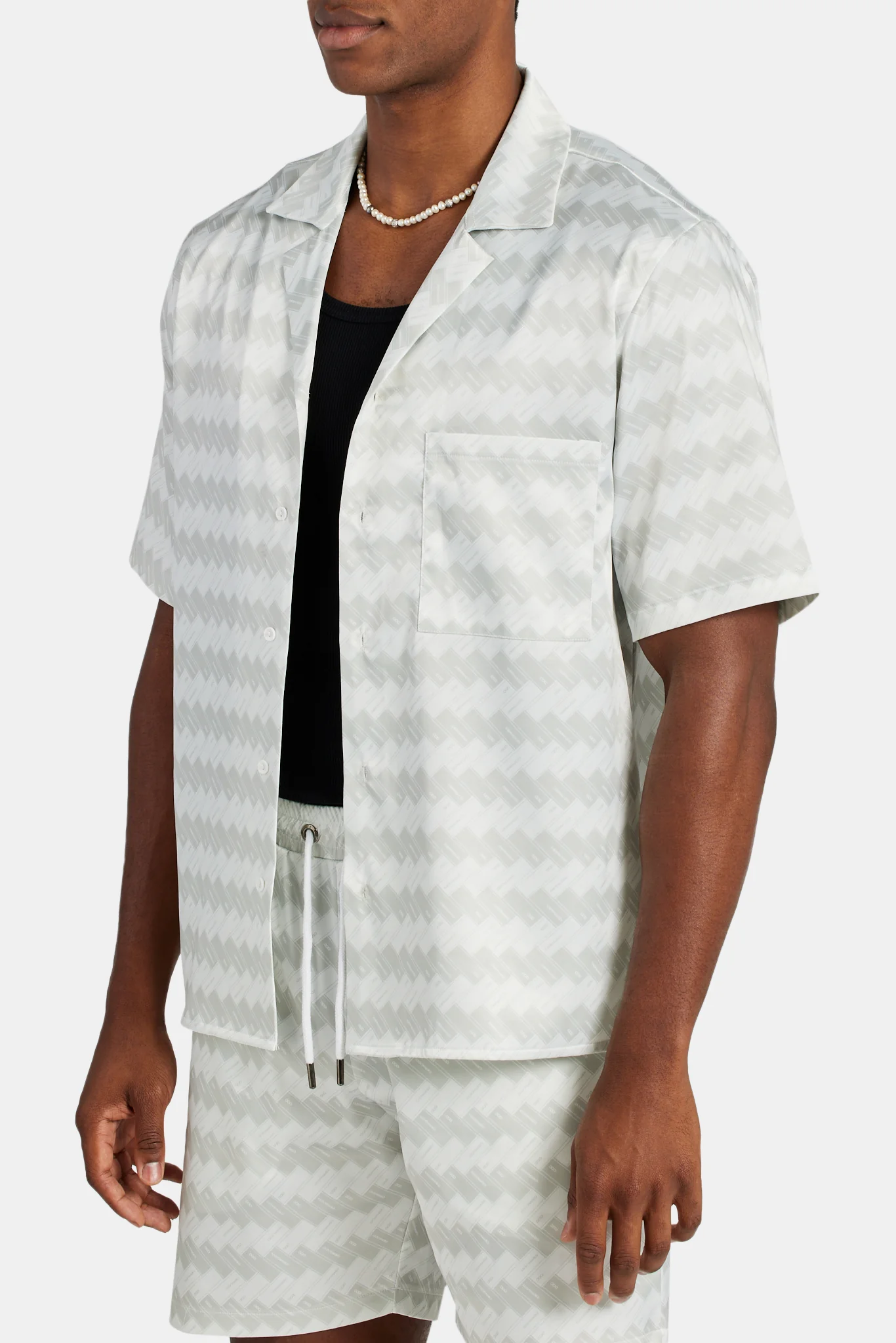 Cernucci Repeat Printed Satin Shirt - Ecru - Image 3