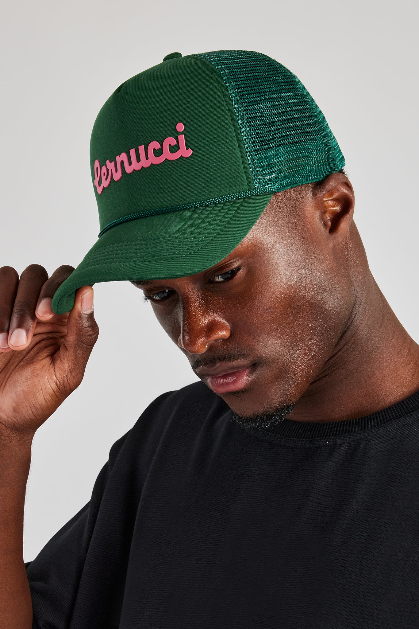Cernucci Script Mesh Trucker - Green - Image 2