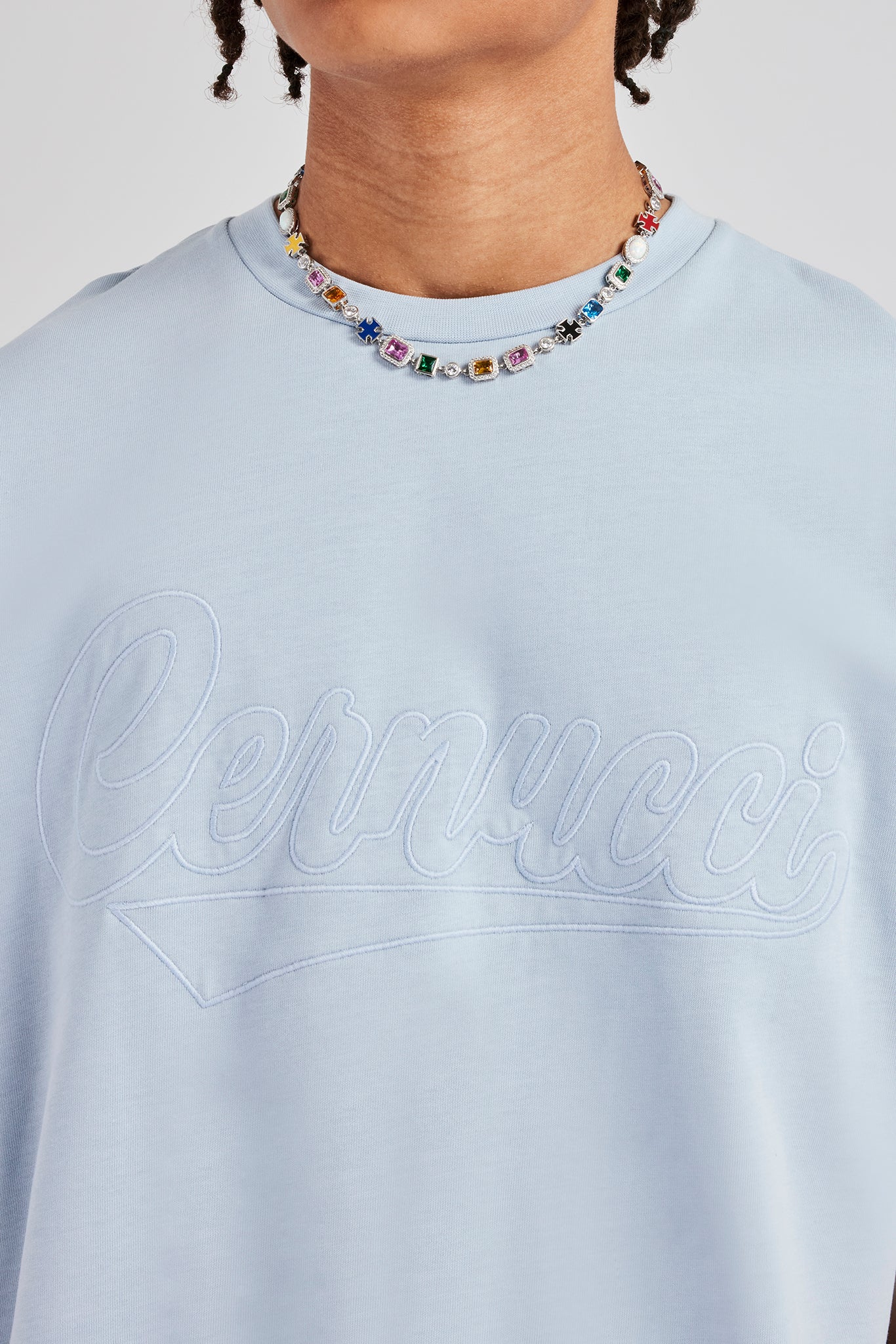 Cernucci Script Oversized T-Shirt - Light Blue - Image 4