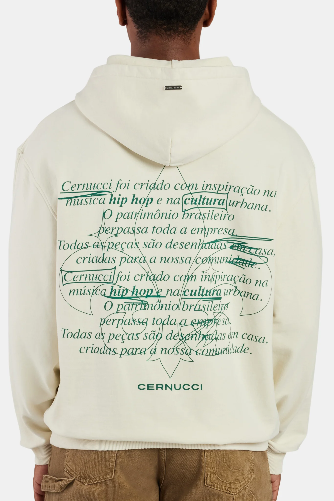 Cernucci Text Graphic Hoodie - Ecru - Image 2