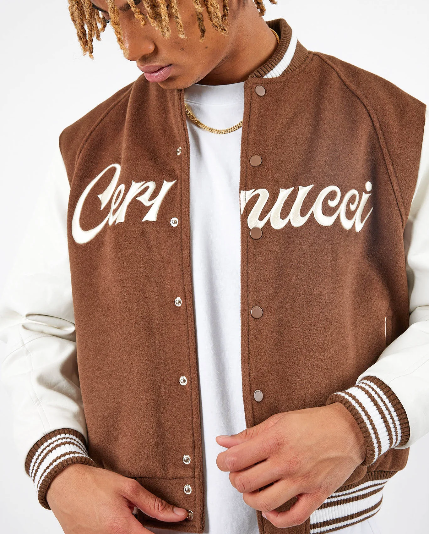 Cernucci Varsity Bomber Jacket - Chocolate - Image 3