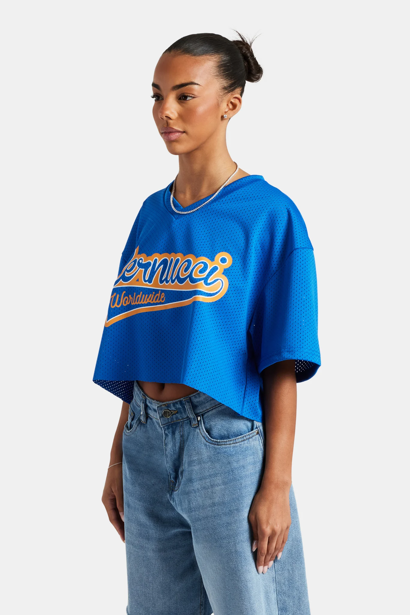 Cernucci Varsity Mesh Crop T-Shirt - Cobalt - Image 4