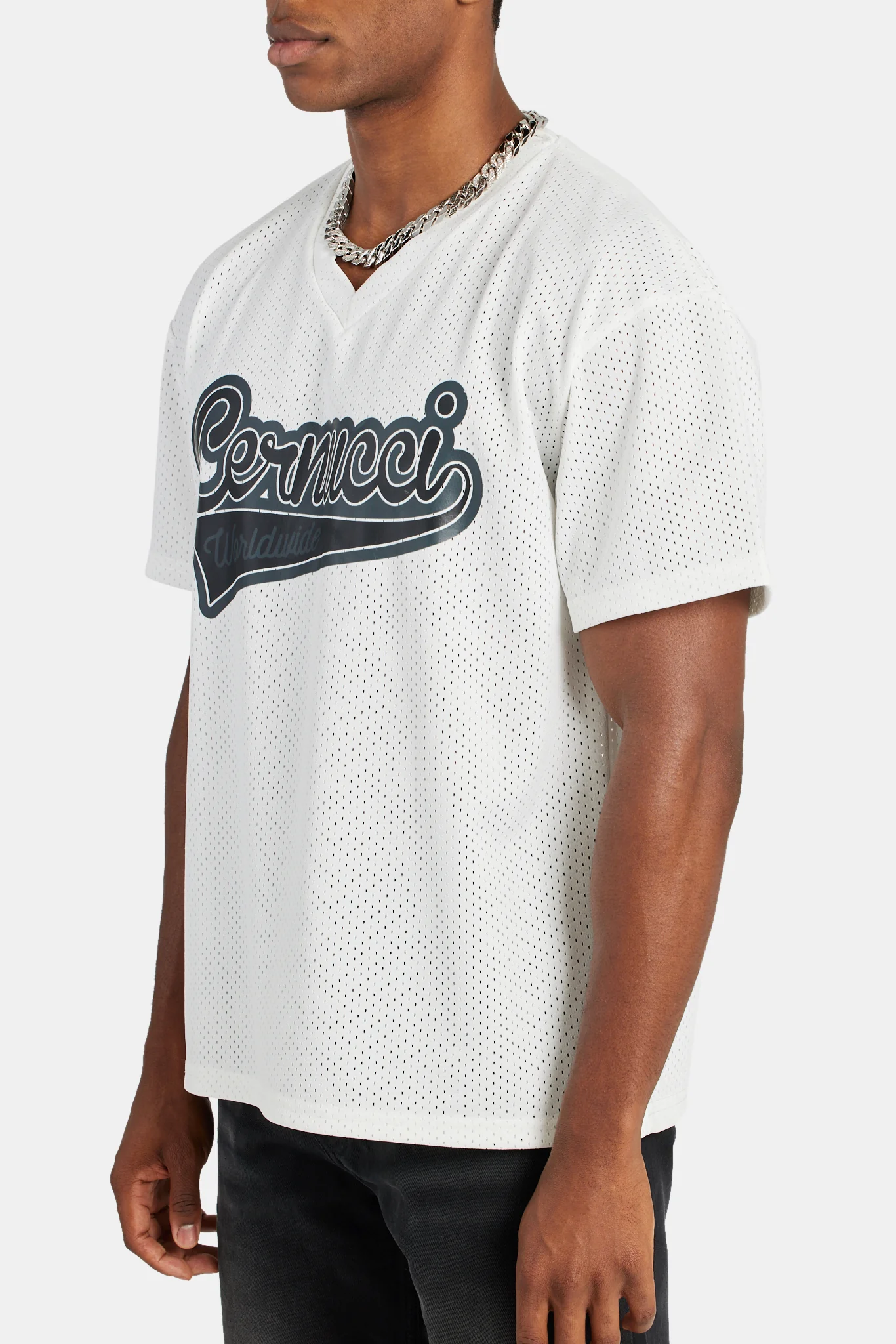 Cernucci Varsity Mesh T-Shirt - White - Image 2