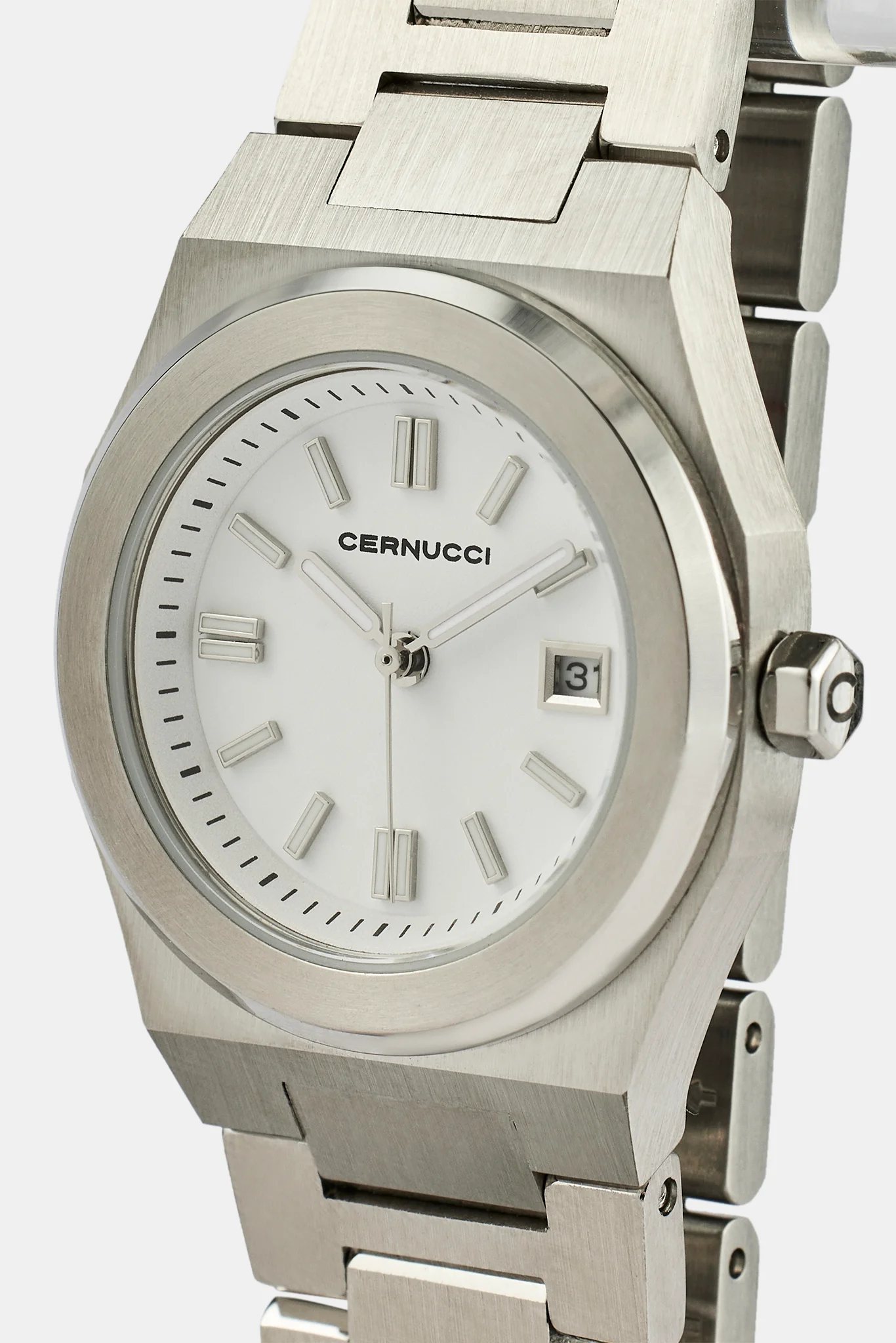 Cernucci White Dial Polished Watch - Silver - Image 4