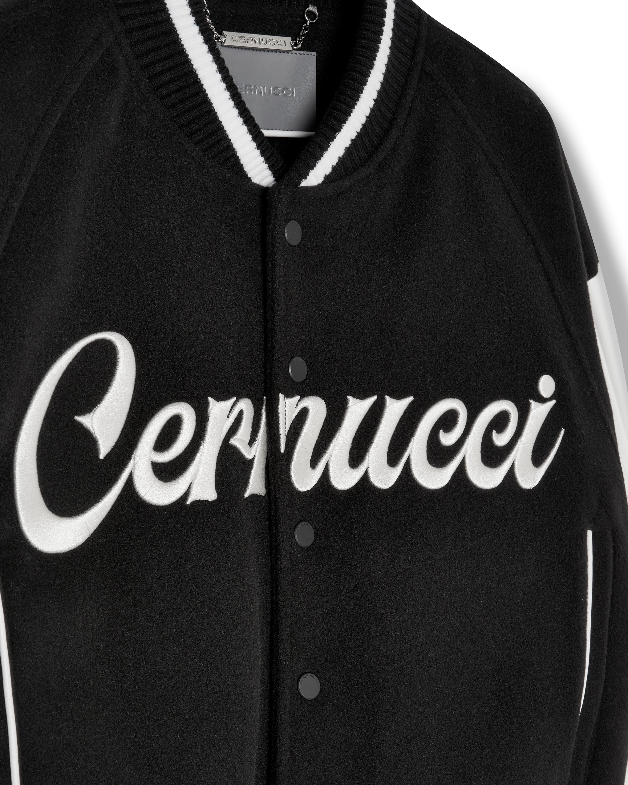 Cernucci Womens Varsity Bomber Jacket - Black - Image 5