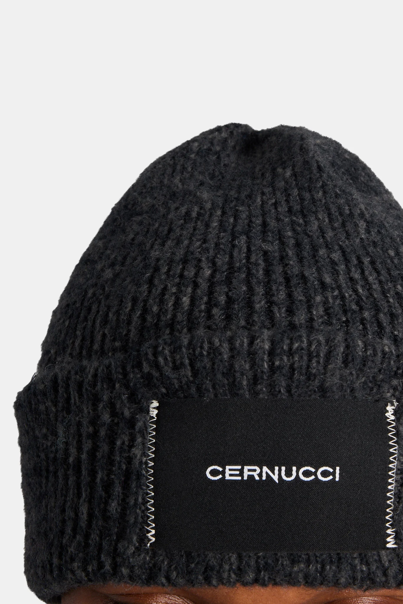 Cernucci Woven Label Beanie - Black - Image 3