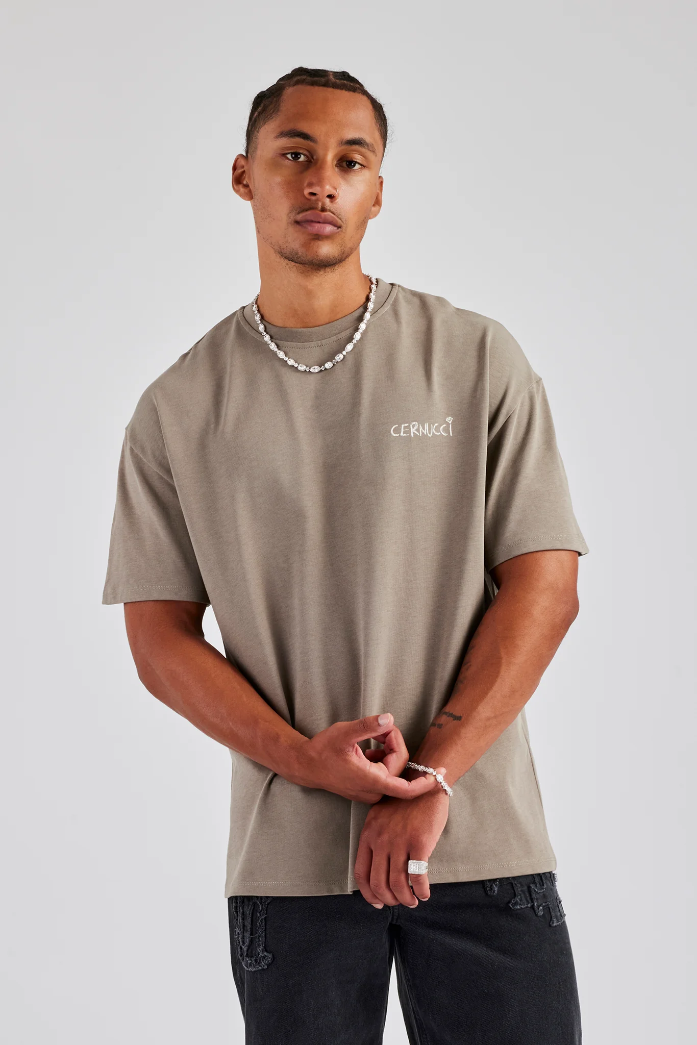 Championship Back Quote Oversized T-Shirt - Taupe - Image 2