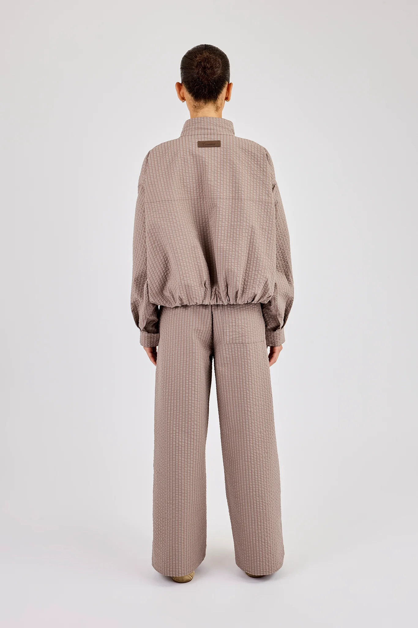 Check Nylon Jacket & Jogger - Beige - Image 3