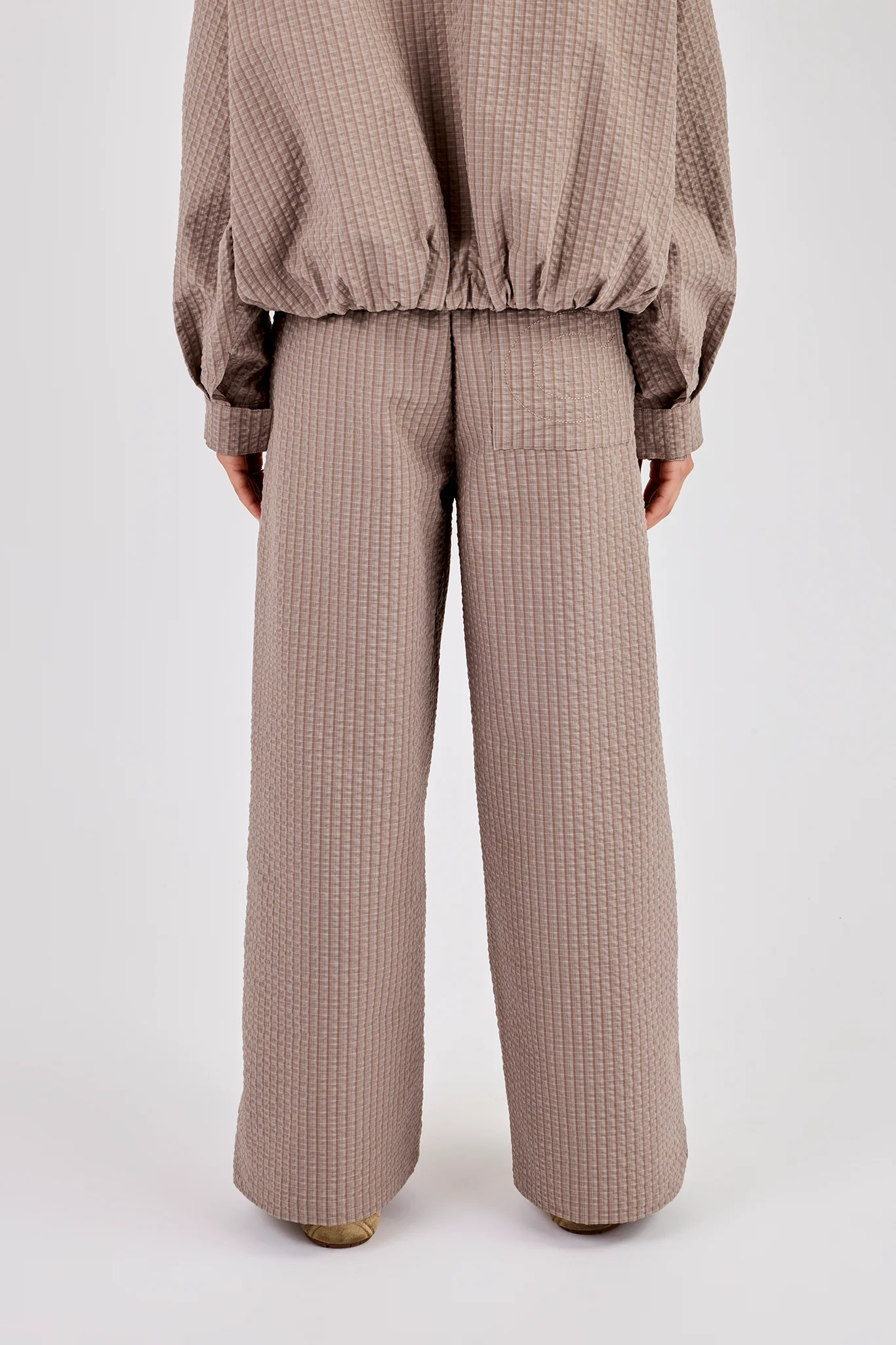 Check Nylon Jogger - Beige - Image 4