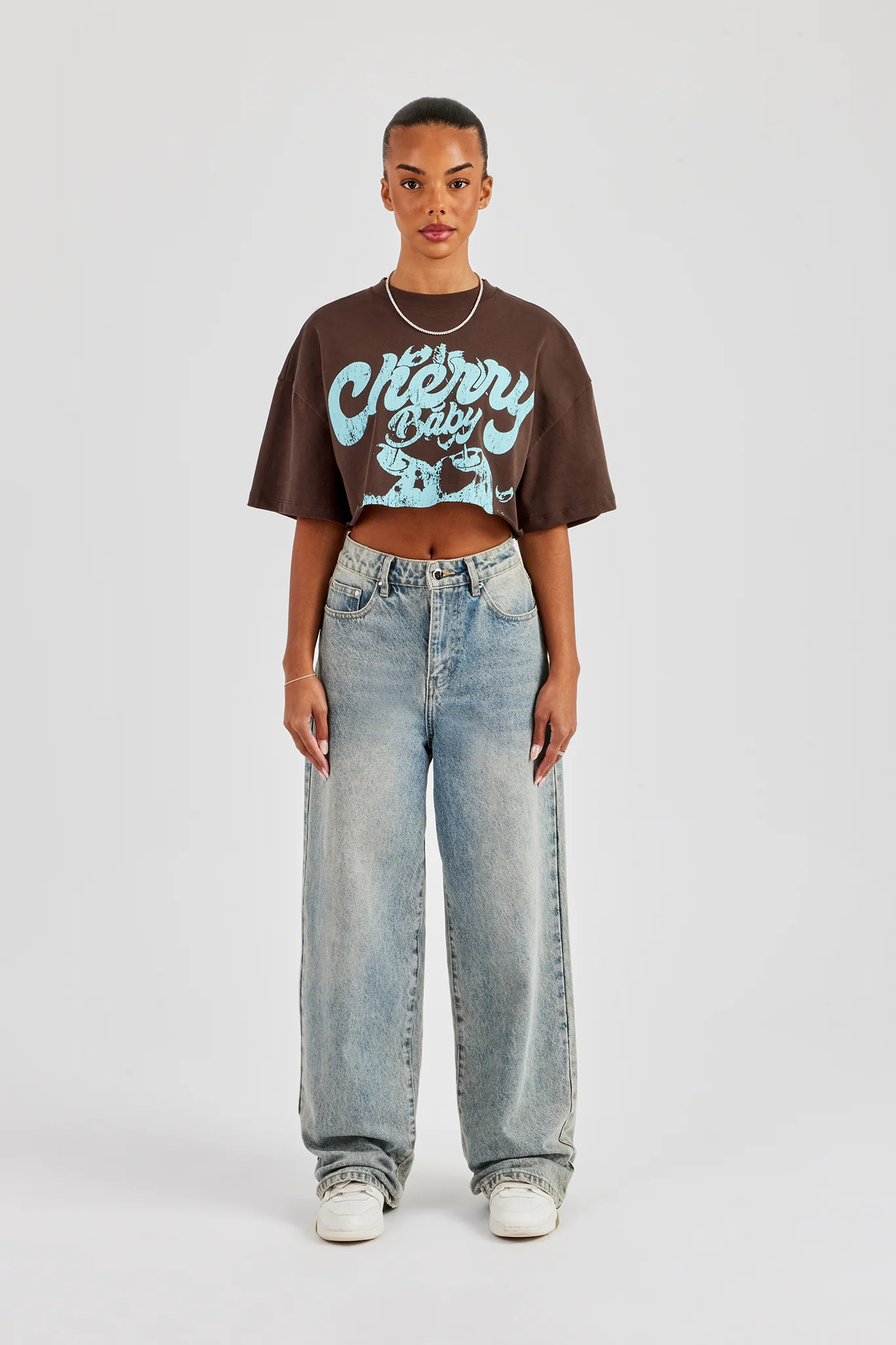 Cherry Baby Cropped T-Shirt - Chocolate - Image 2