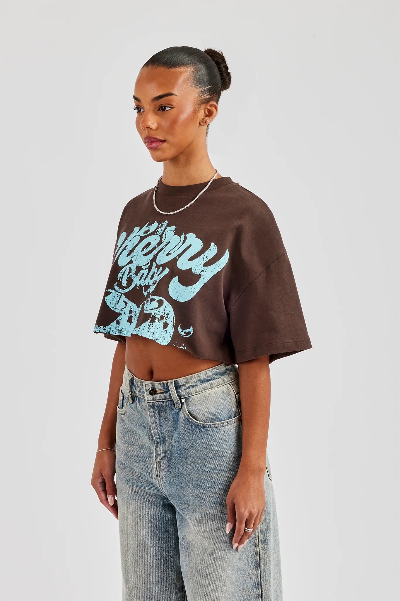 Cherry Baby Cropped T-Shirt - Chocolate - Image 4