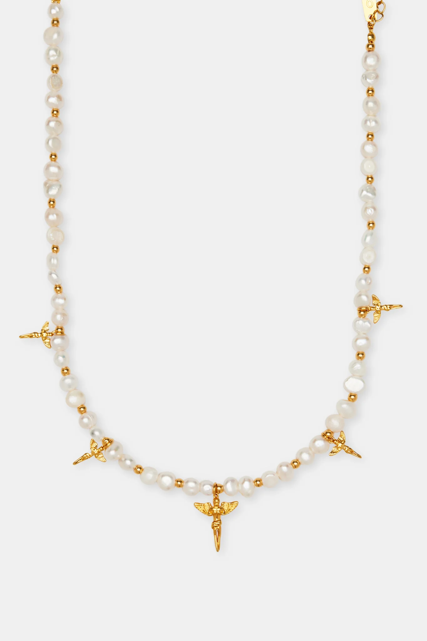 Cherub Motif Freshwater Pearl Necklace - 6mm - Image 2
