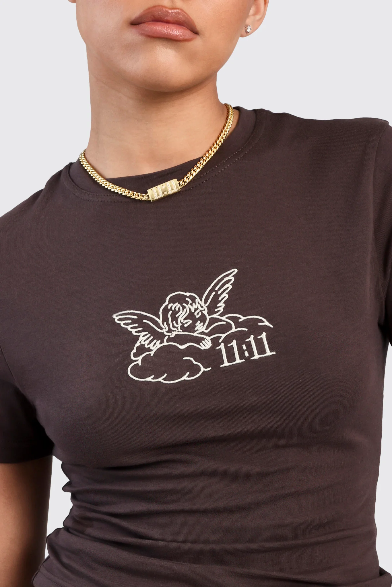 Cherub Print Baby Tee - Chocolate - Image 2
