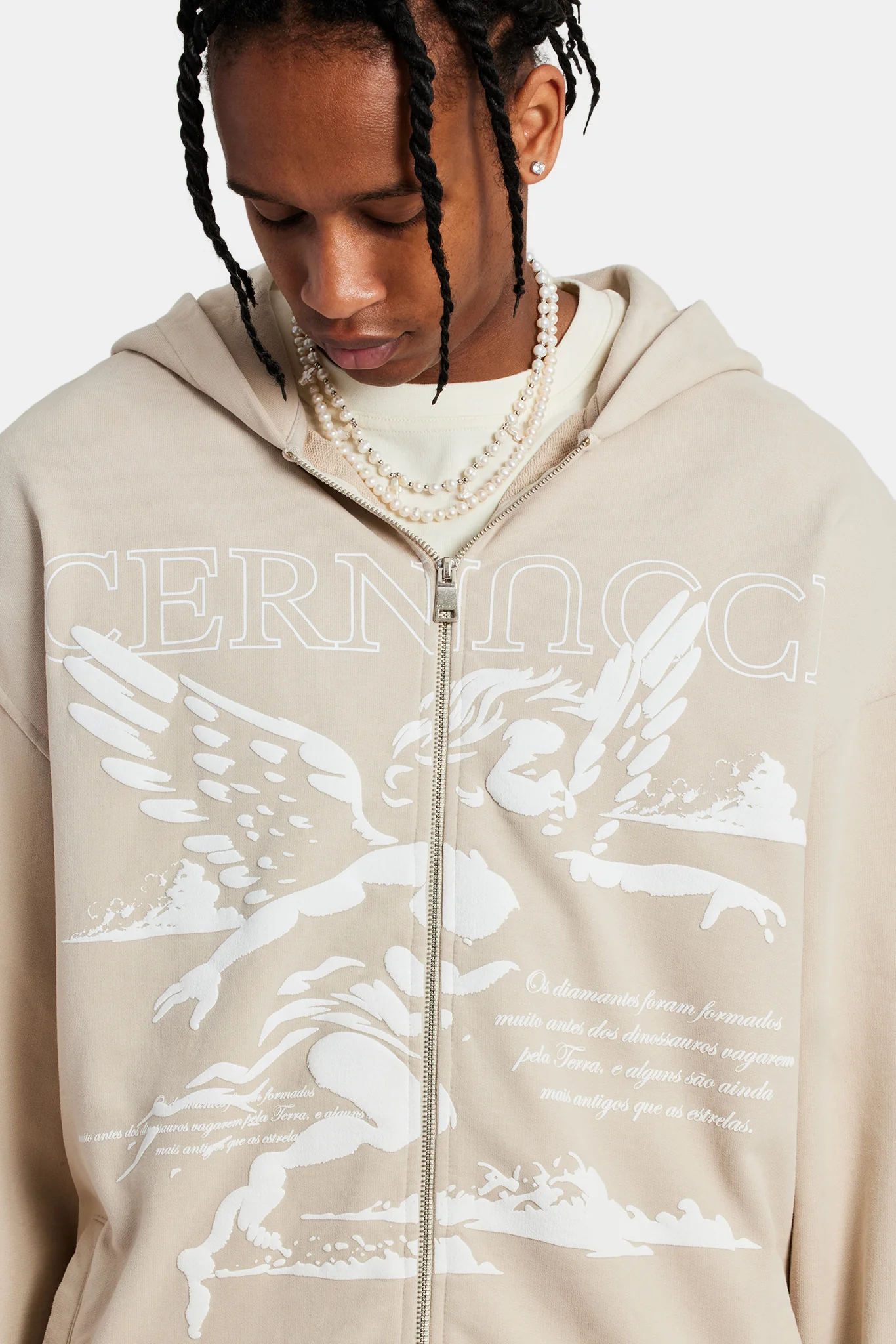 Cherub Script Zip Hoodie - Stone - Image 2