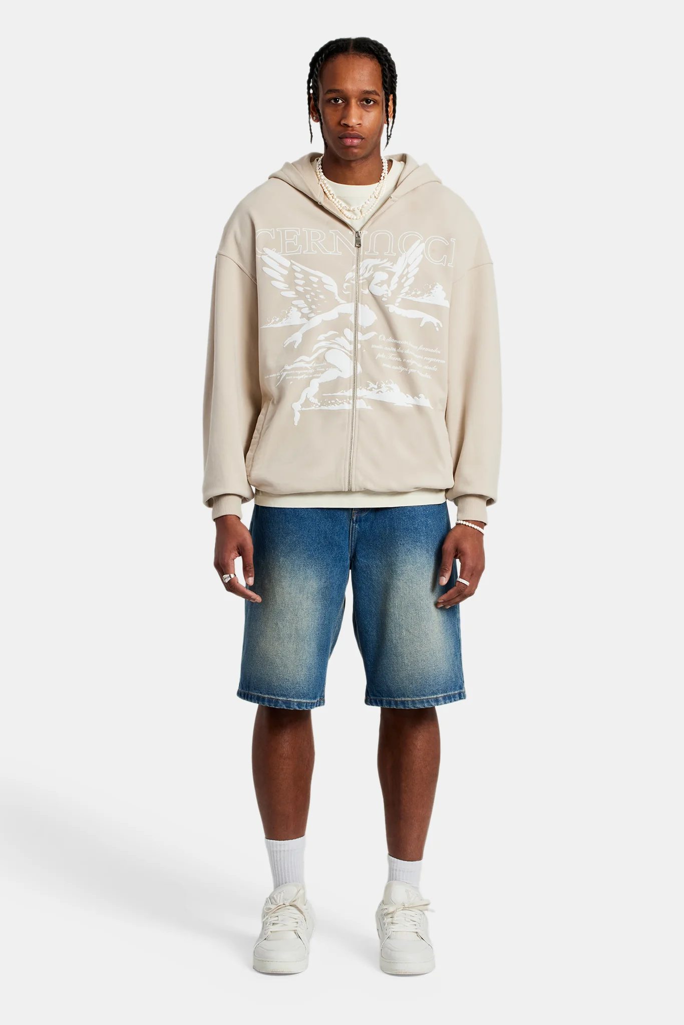 Cherub Script Zip Hoodie - Stone - Image 4