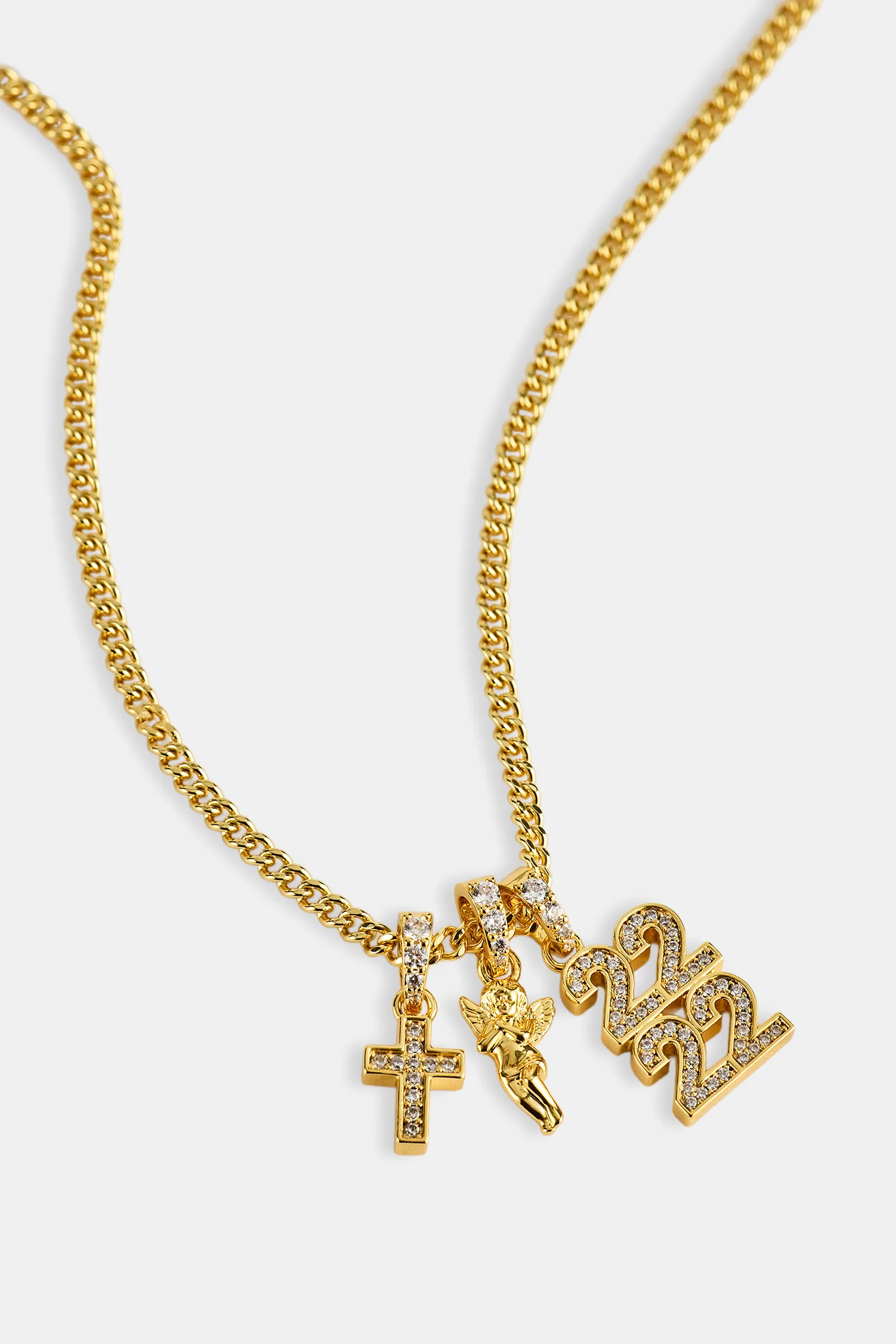 Cherub Triple Motif Necklace - 12mm - Gold - Image 3