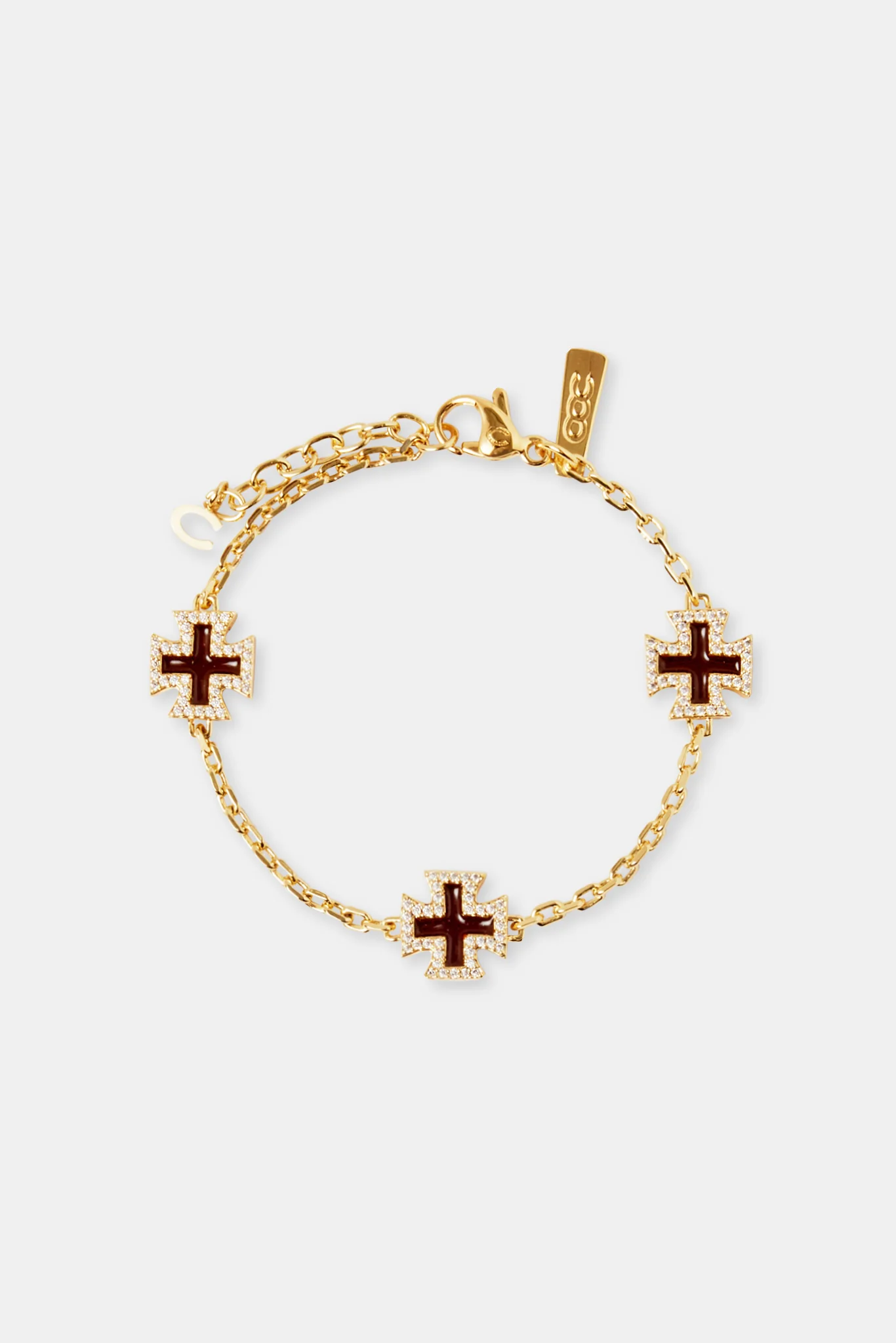 Chocolate Brown Cross Motif Bracelet - 12mm - Image 2
