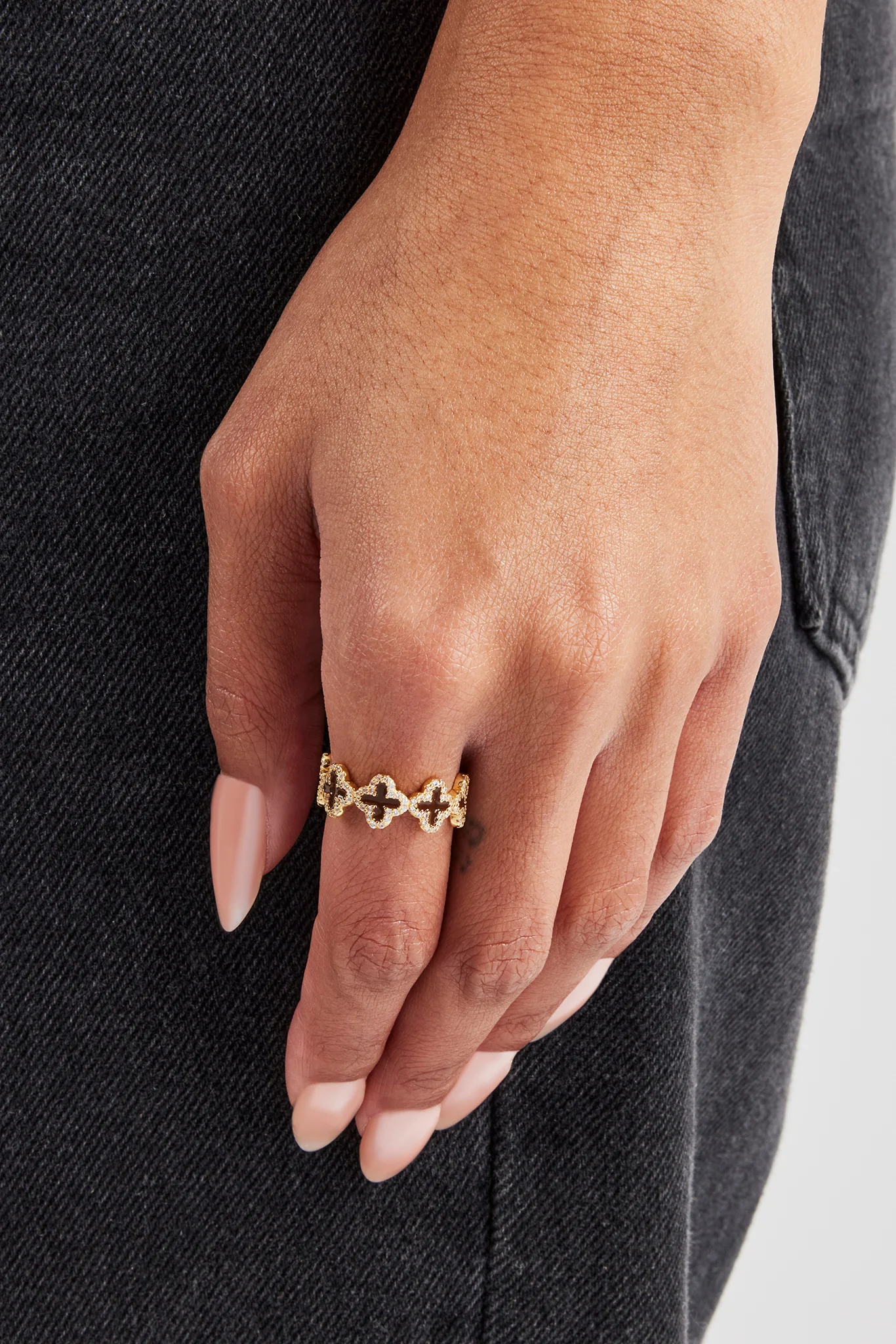 Chocolate Enamel Connecting Motif Ring - 8mm - Image 2