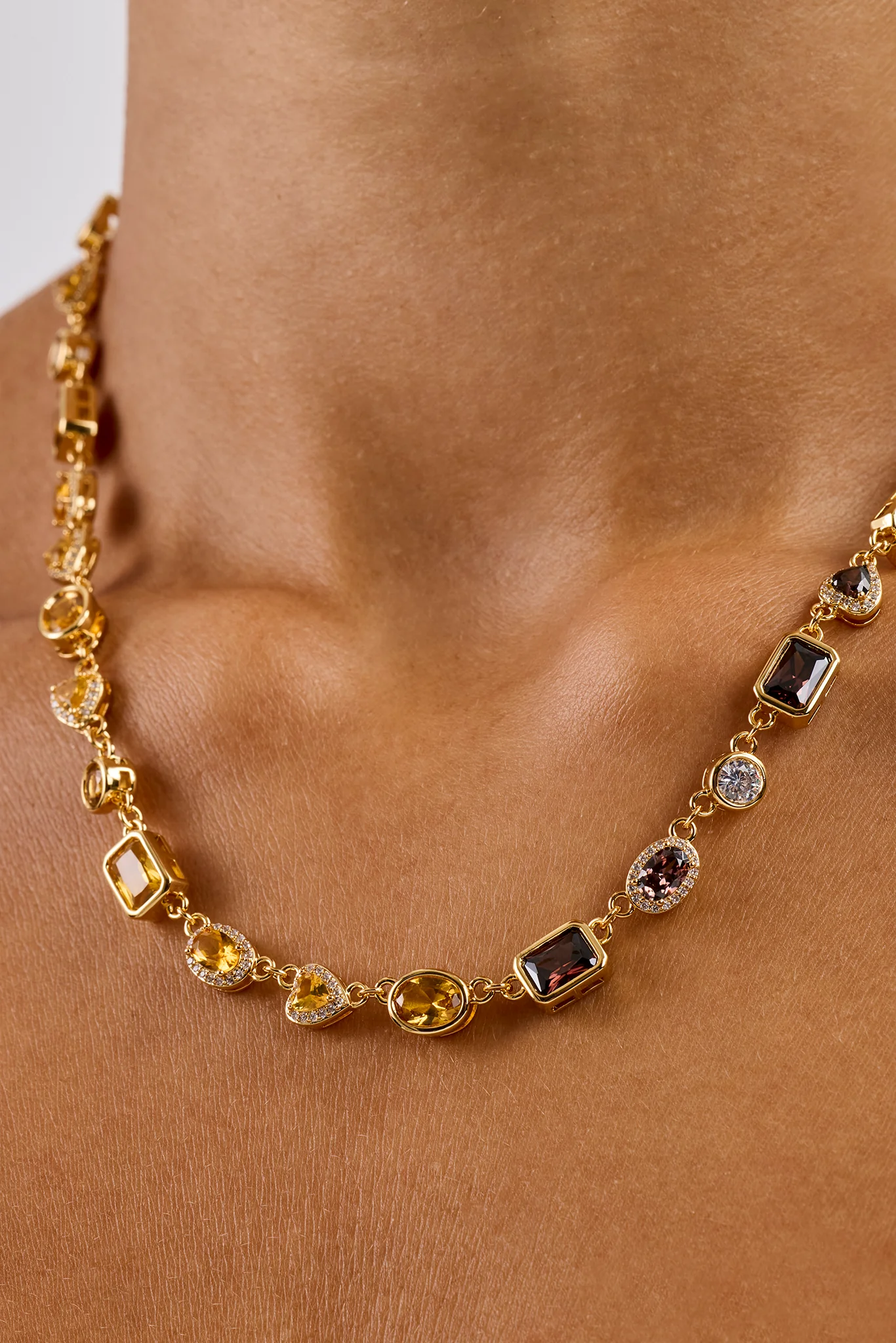 Chocolate Heart Multi Gemstone Chain - 6mm - Image 2