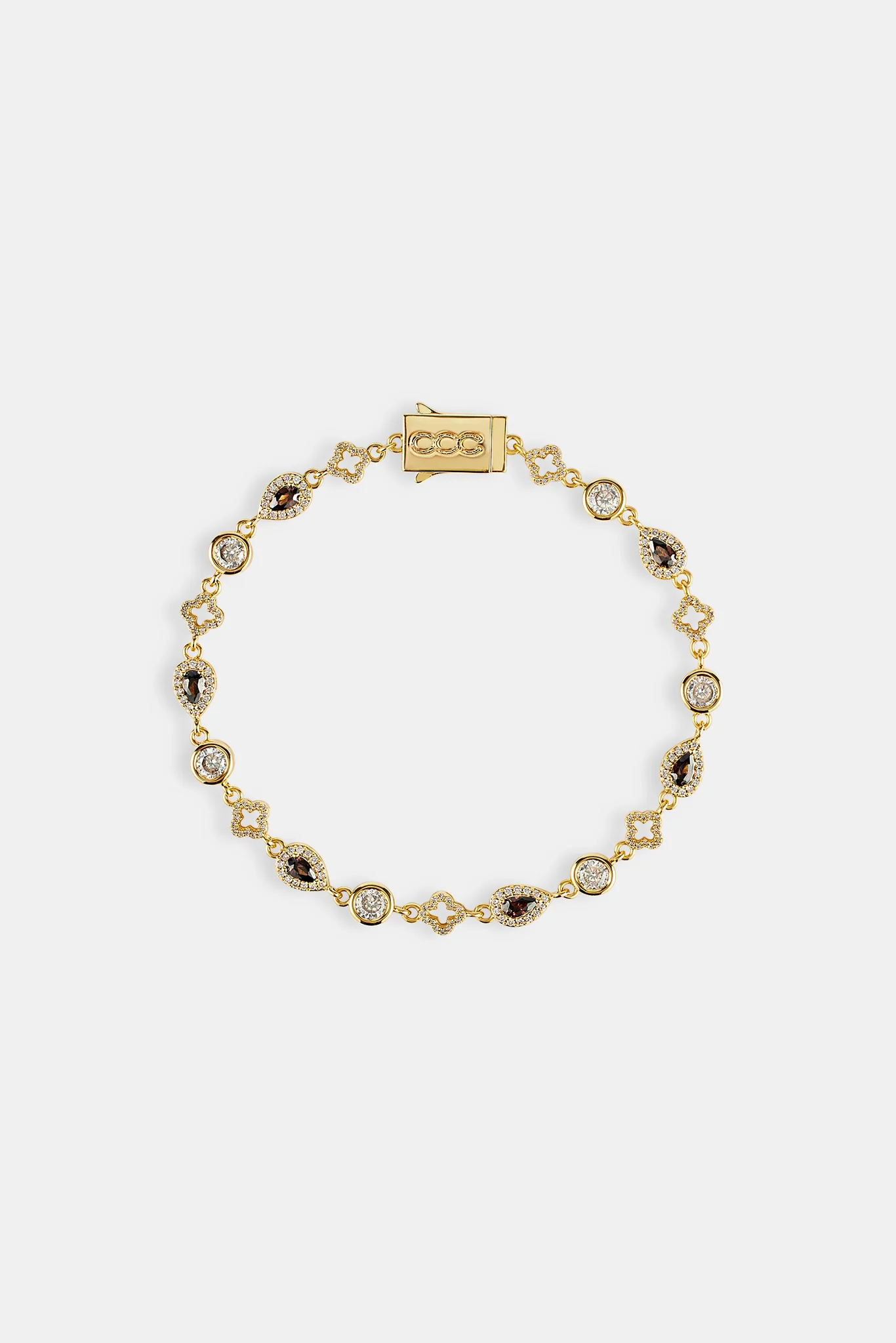 Chocolate Motif & Gemstone Bracelet - 6mm - Gold - Image 3
