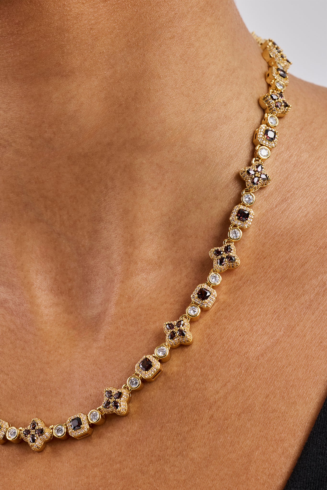 Chocolate Motif Mixed Stone Chain - 8mm - Gold - Image 4