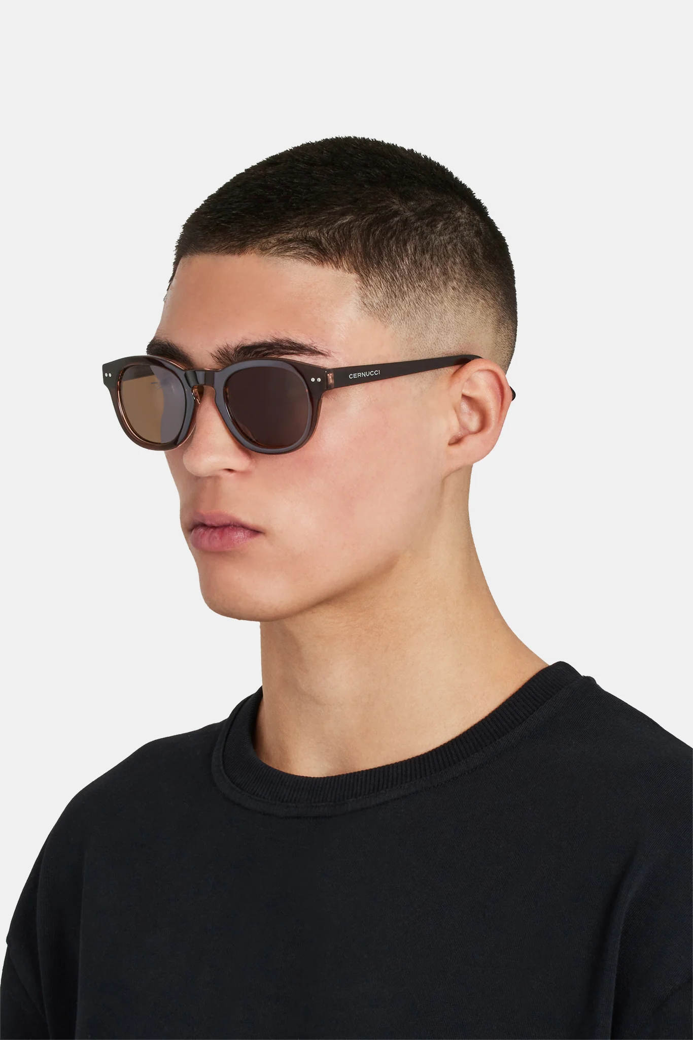Chunky Rounded Acetate Frame Sunglasses - Brown - Image 2