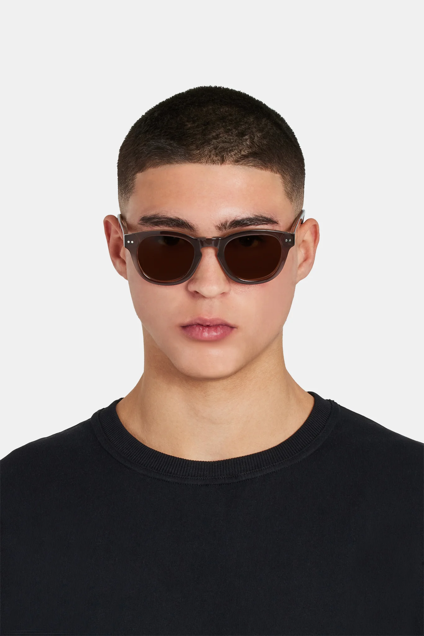 Chunky Rounded Acetate Frame Sunglasses - Brown - Image 4