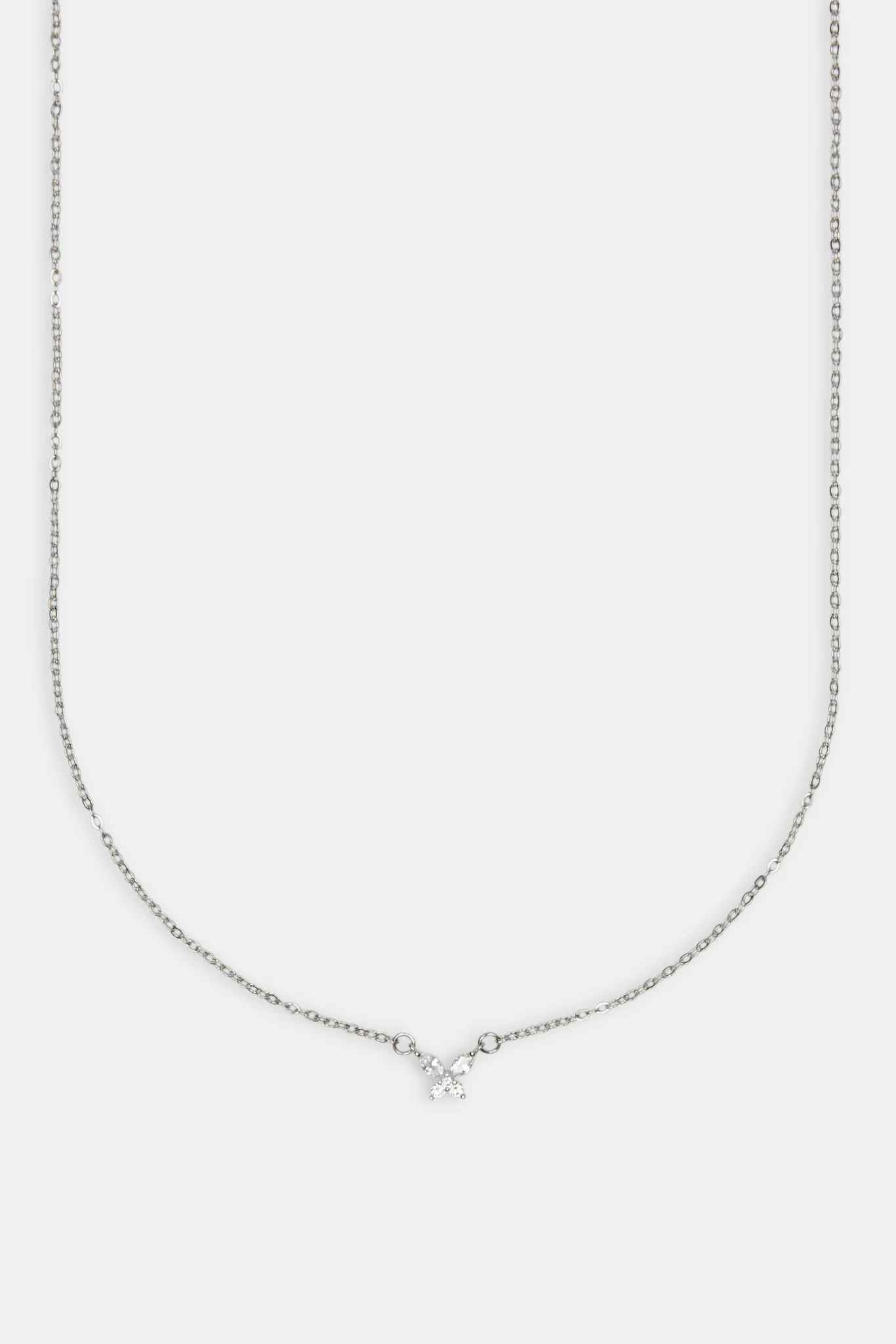Clear Butterfly Necklace - White