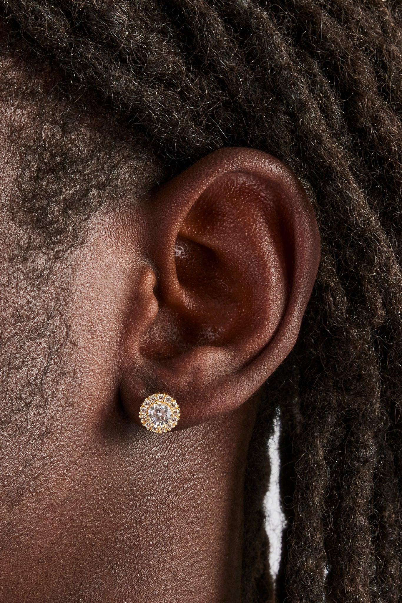 Clear CZ Cluster Round Stud Earrings - Gold - Image 2
