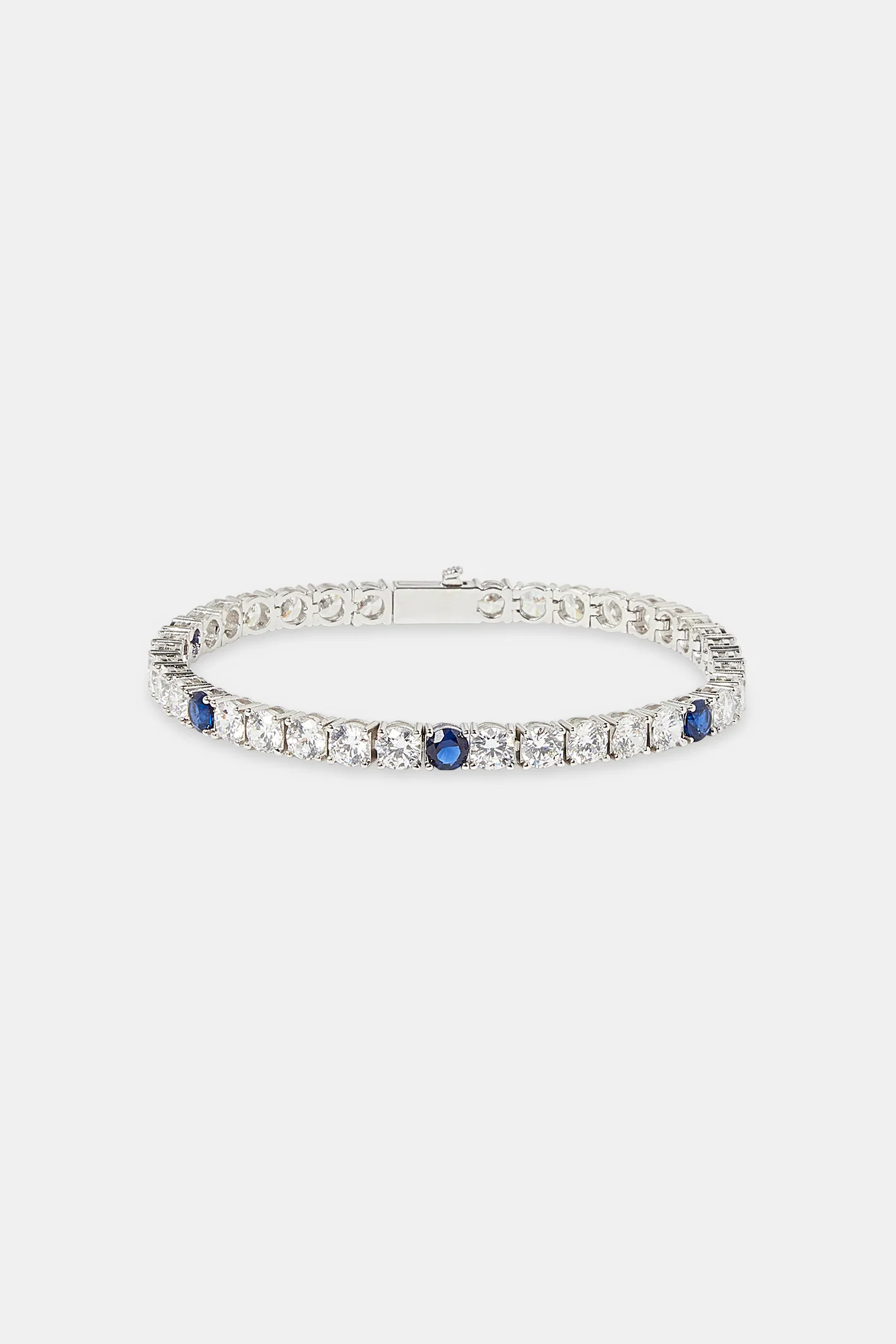 Clear & Dark Blue Round Stone Tennis Bracelet - 5mm - Image 2