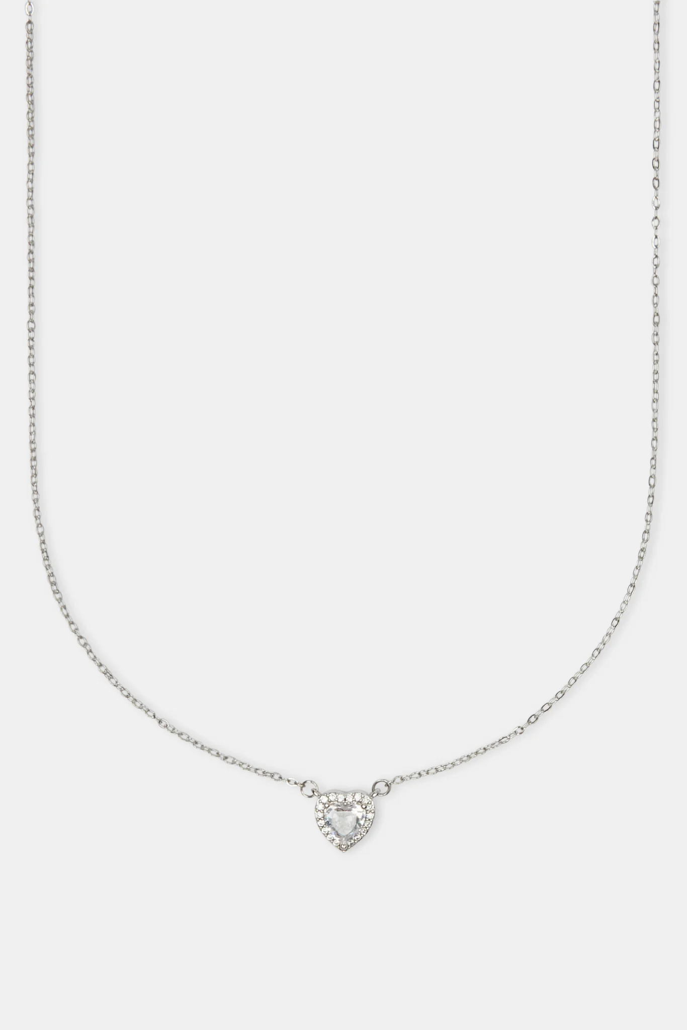 Clear Heart Bezel Necklace - White - 10mm - Image 2