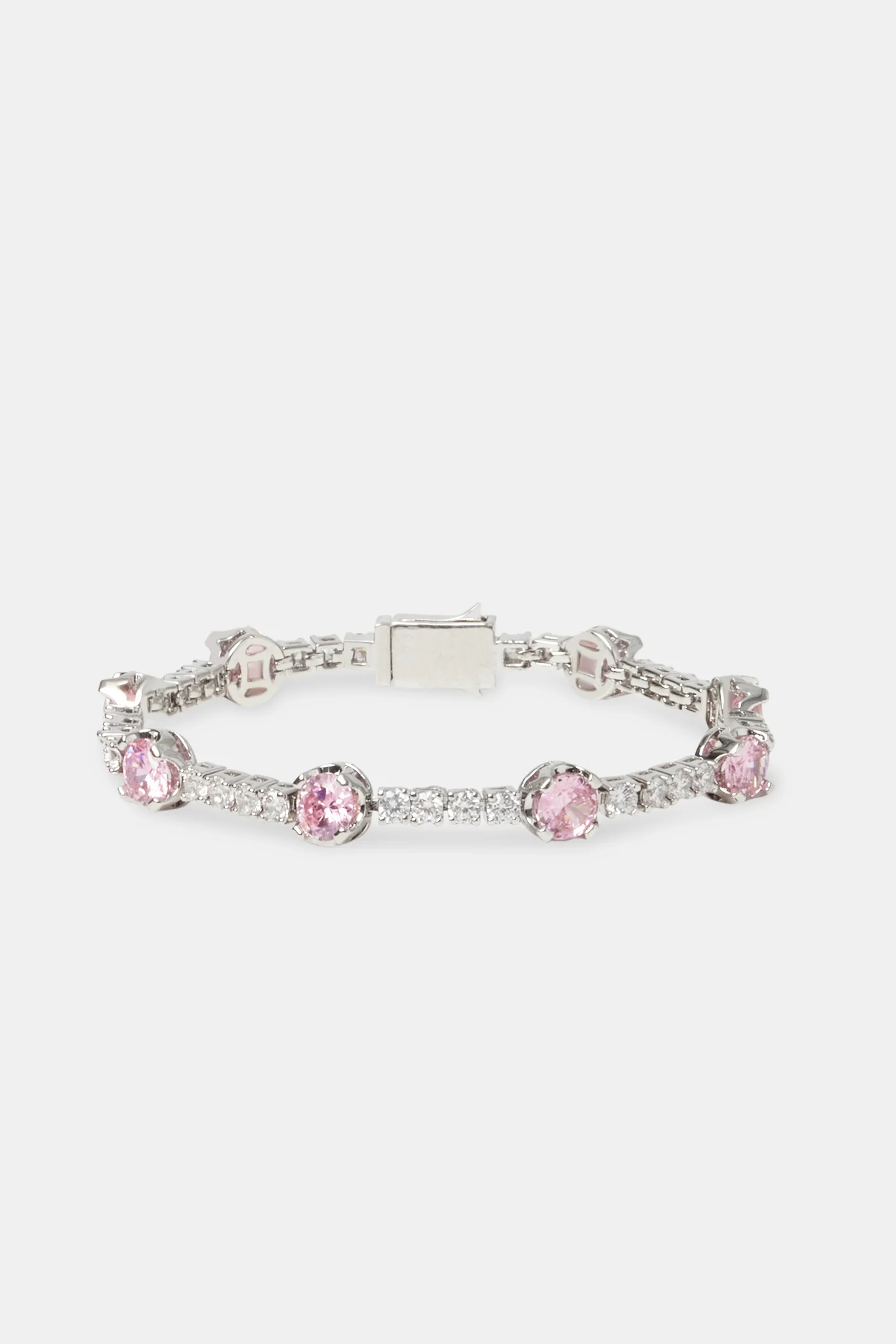 Clear & Pink Round Tennis Bracelet - 3mm - Image 2