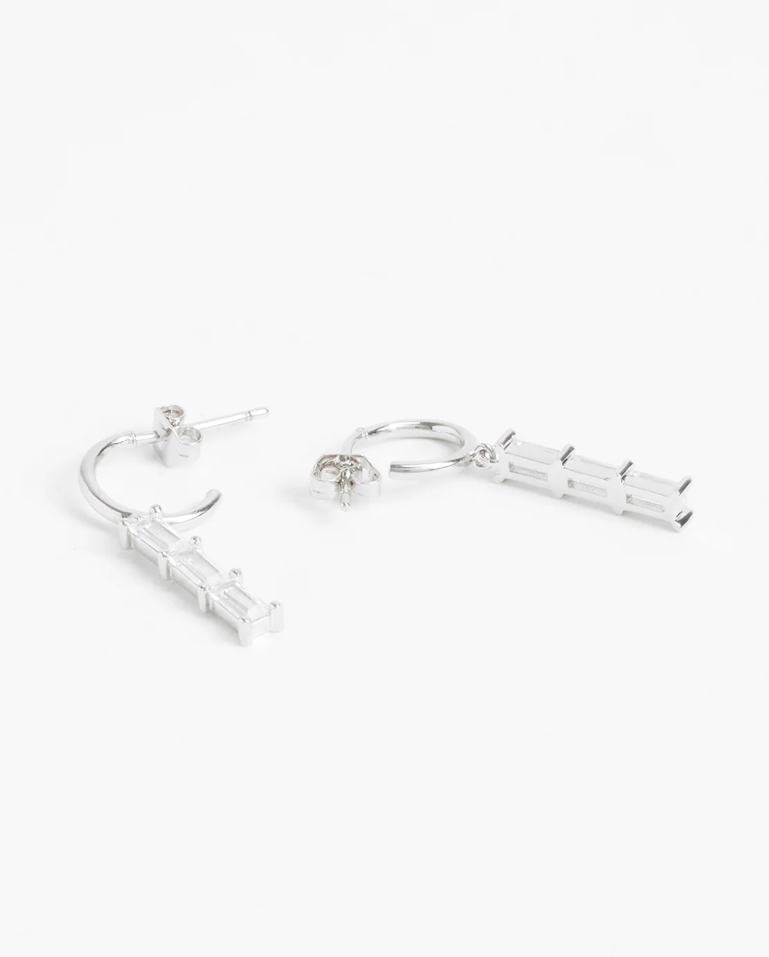 Clear Stone Baguette Drop Earrings