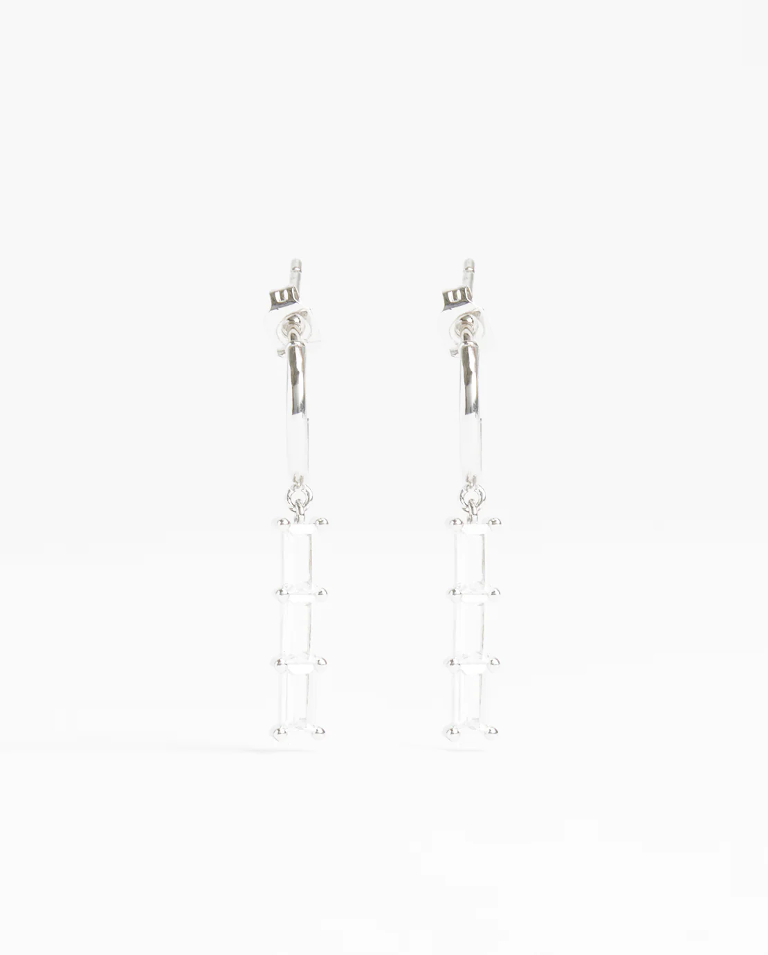 Clear Stone Baguette Drop Earrings - Image 2