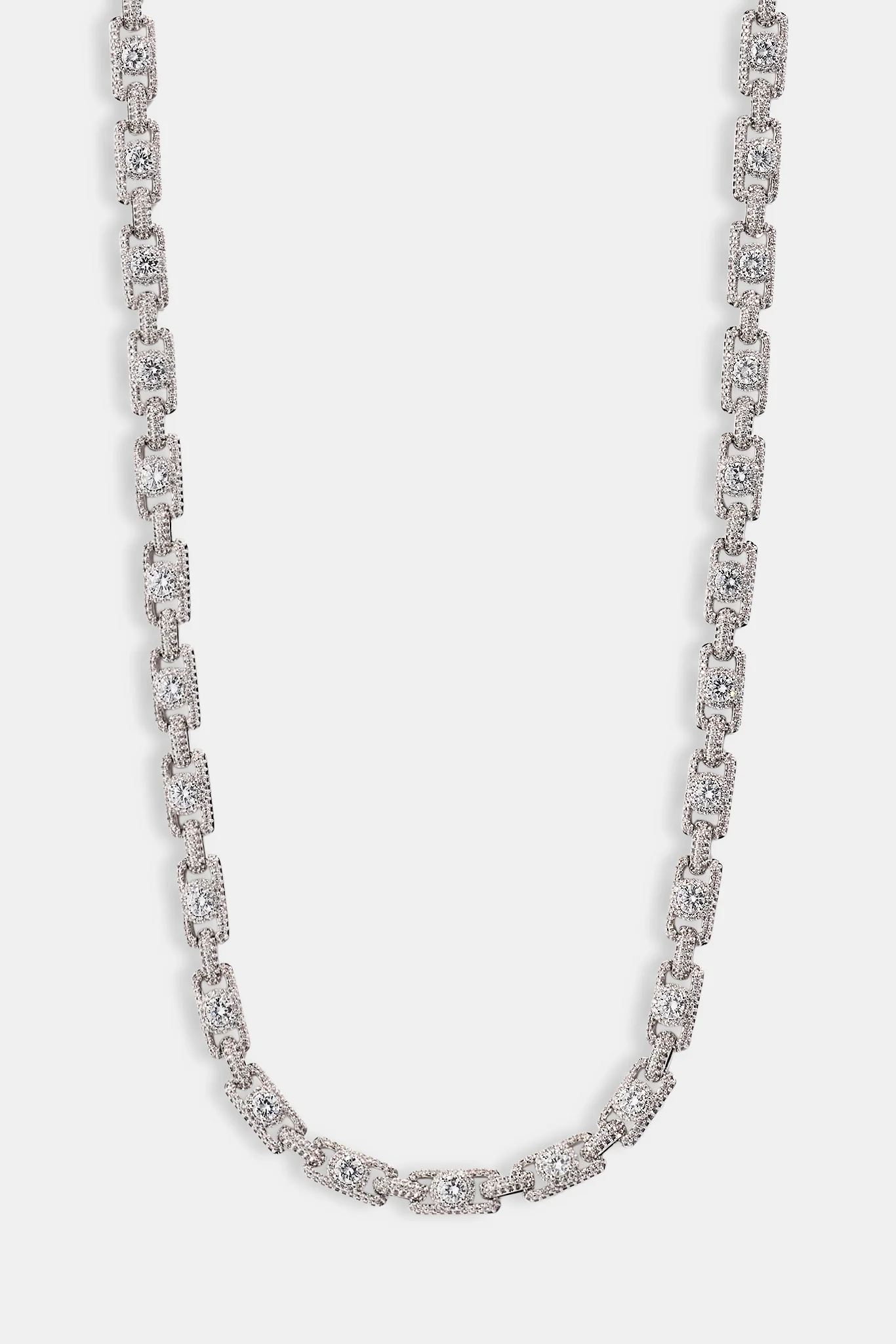 Cluster Centre Stone Square Tennis Chain - 6mm - White - Image 4