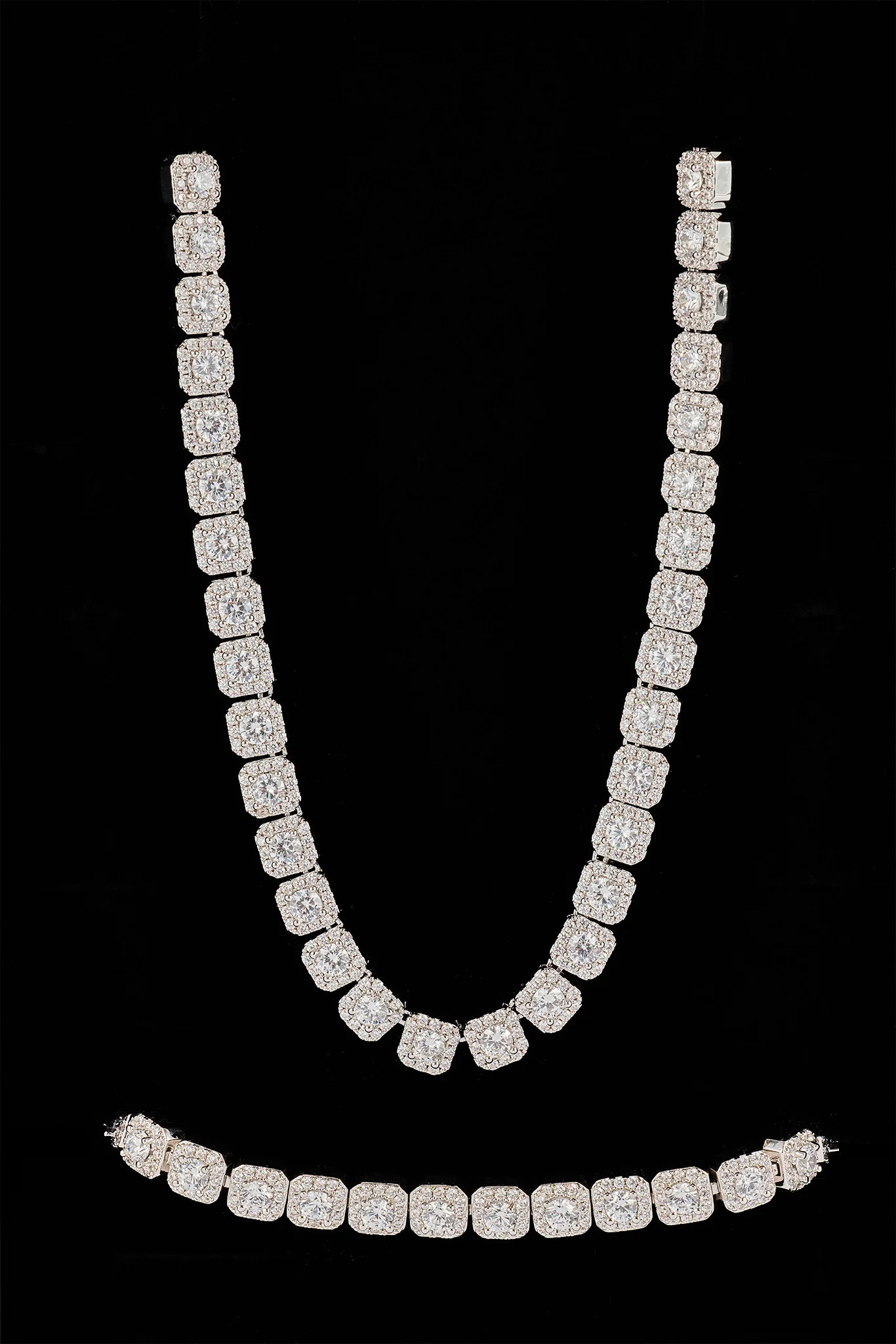 Clustered Tennis Chain & Bracelet - 7mm - Image 4