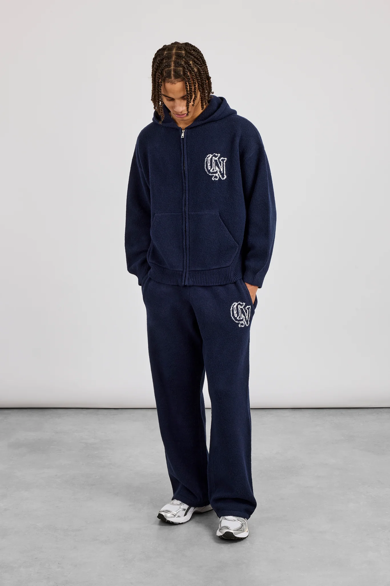 CN Knitted Zip Through Hoodie & Baggy Jogger - Navy