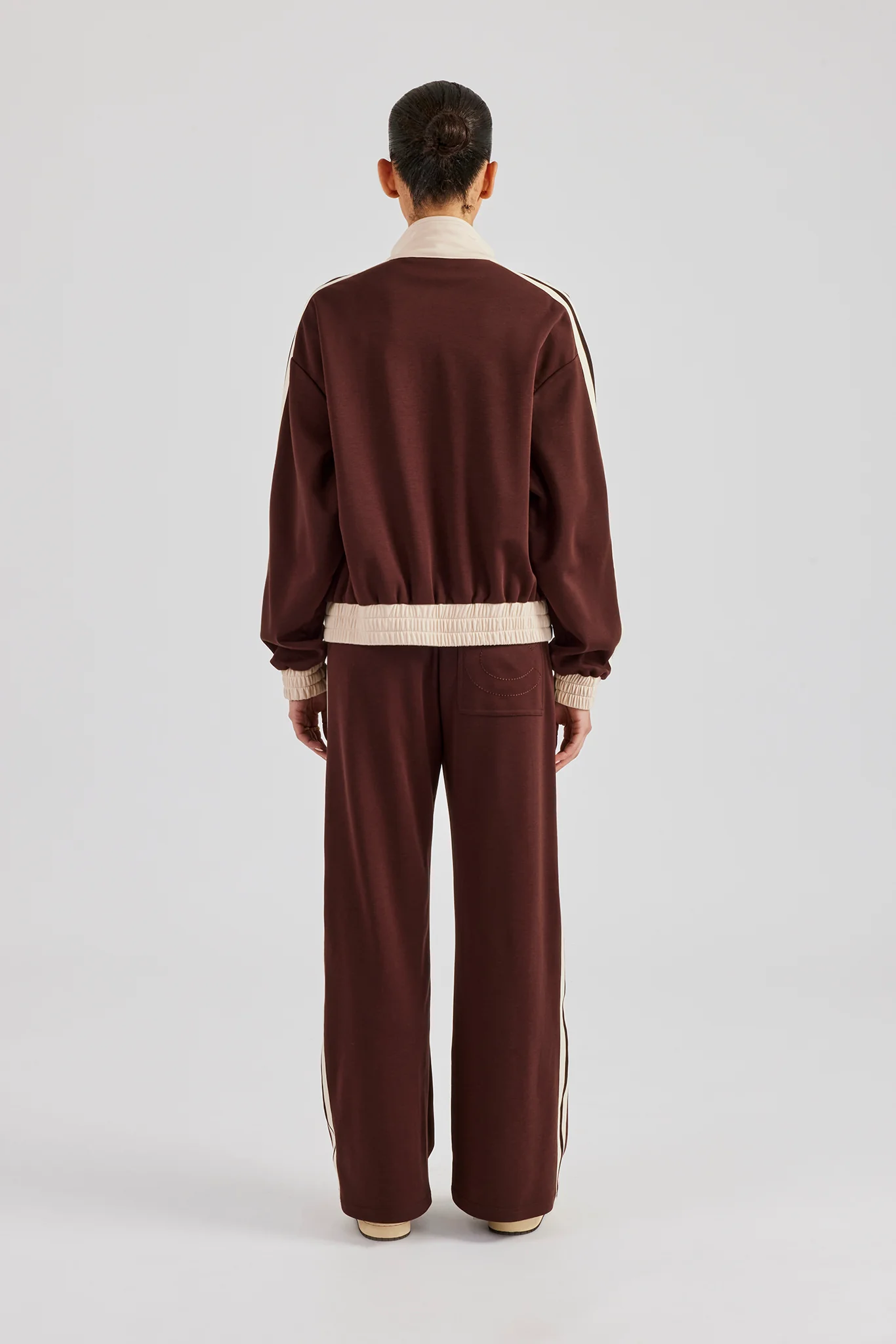 Colour Block Track Jacket & Pant - Chocolate - Image 4