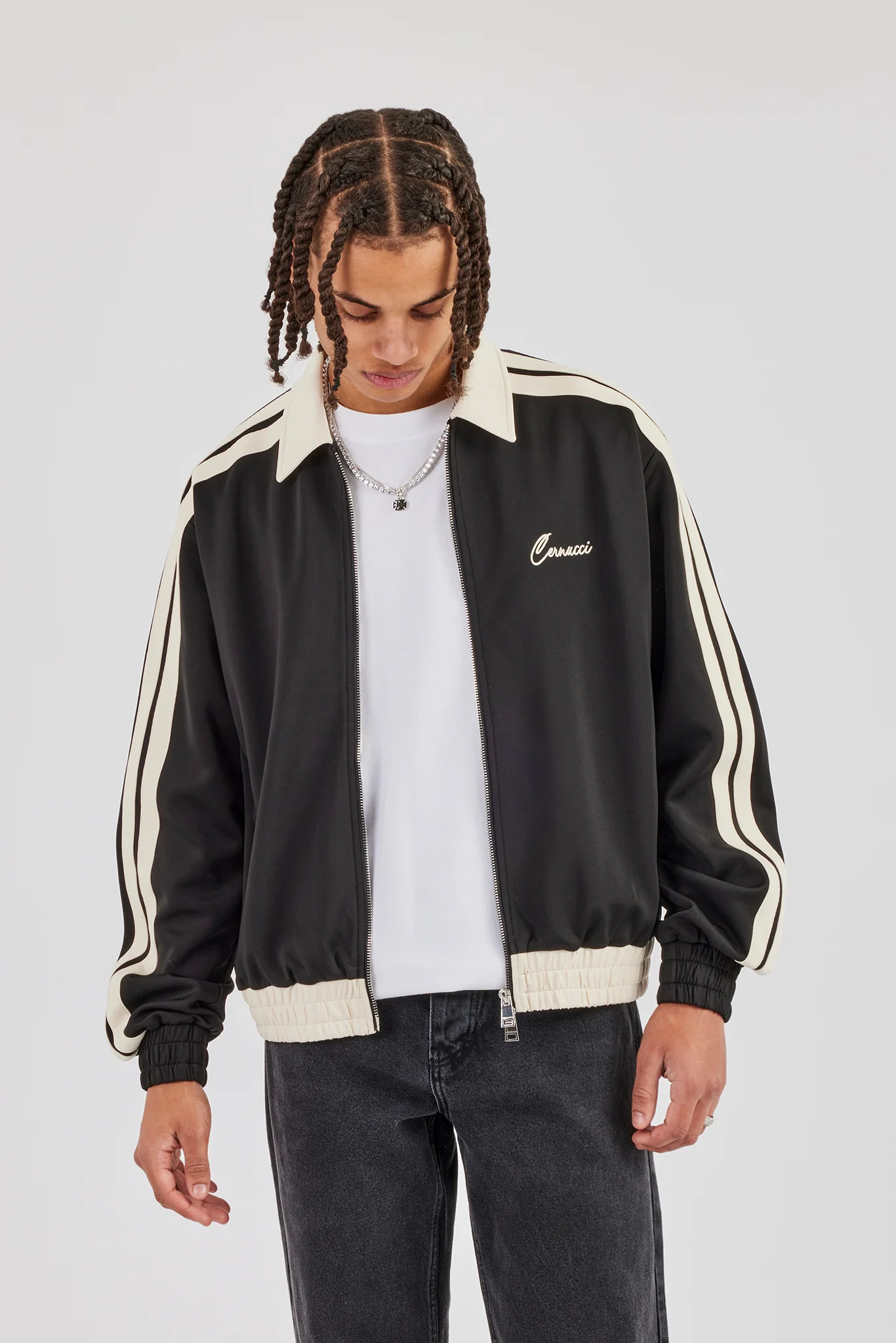 Contrast Collar Taping Jacket - Black - Image 5