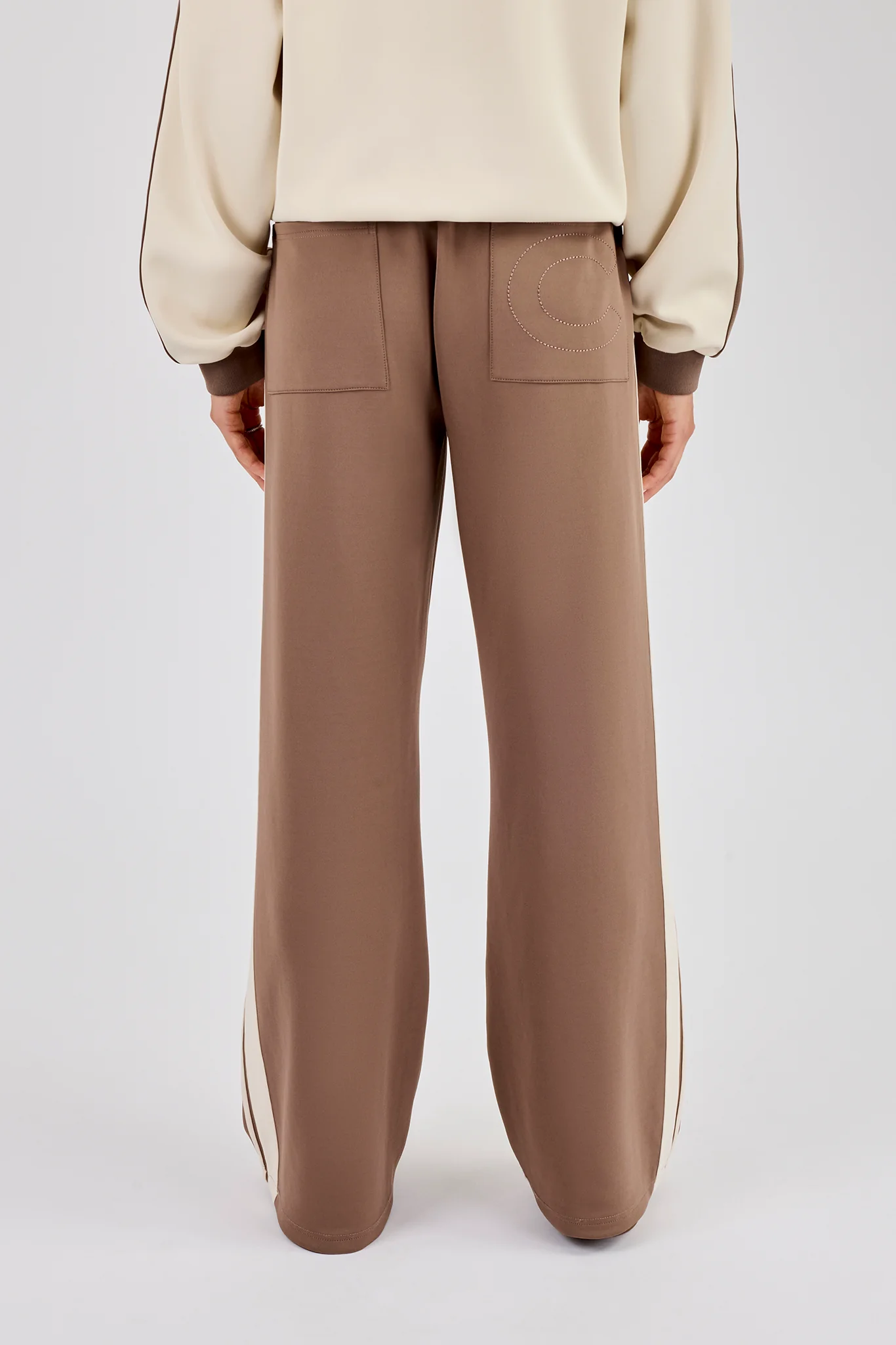 Contrast Detail Track Pant - Taupe - Image 3