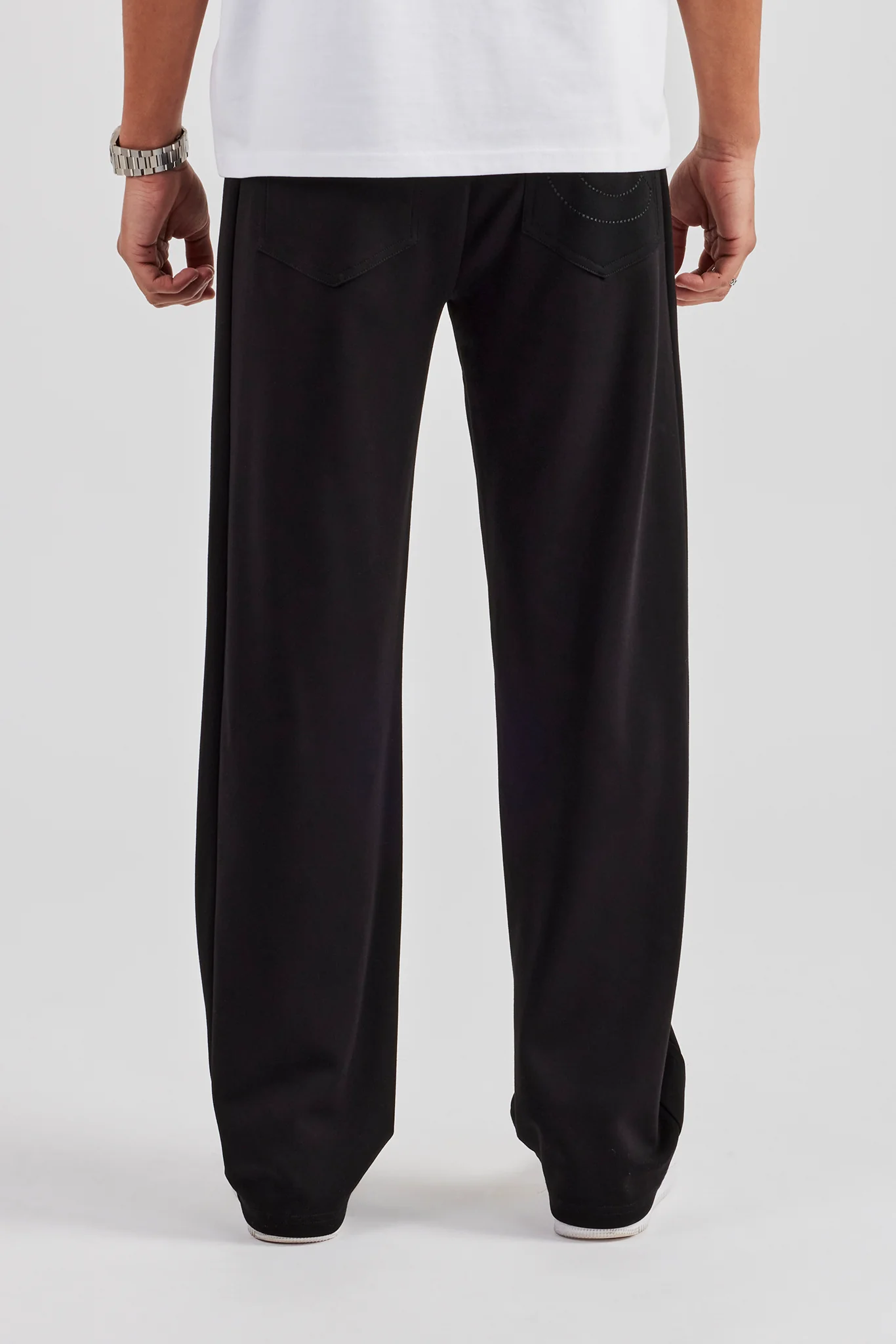 Contrast Embroidery Straight Leg Jogger - Black - Image 8