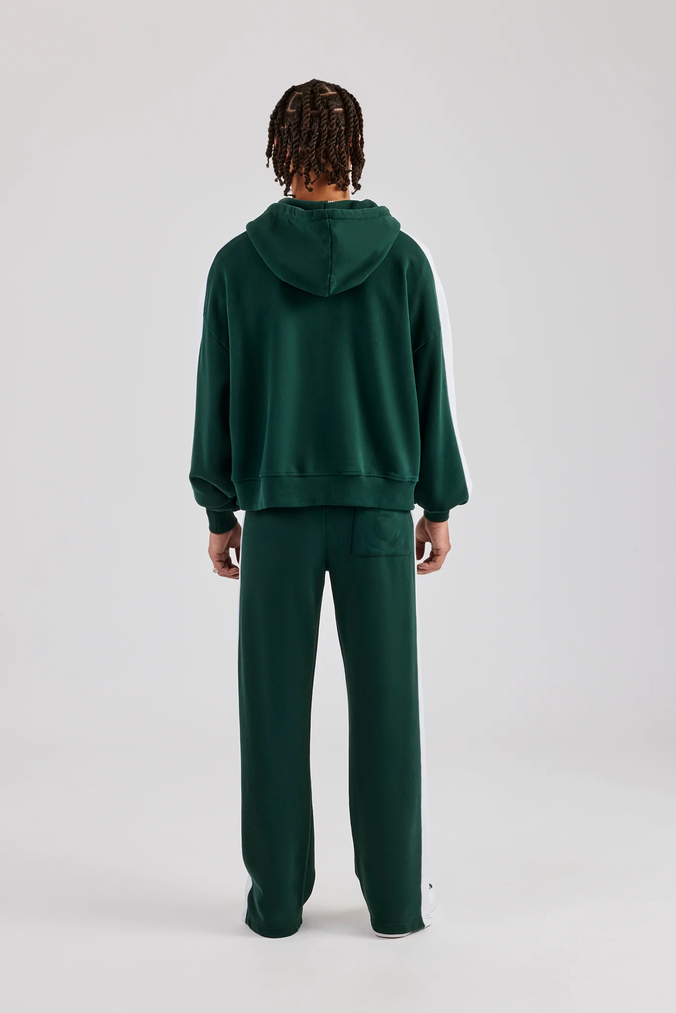 Contrast Panel Boxy Zip Through Tracksuit - Forest Green - Image 3