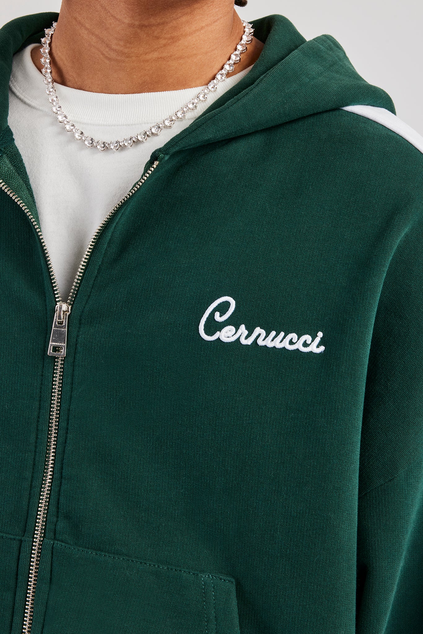 Contrast Panel Boxy Zip Through Tracksuit - Forest Green - Image 5