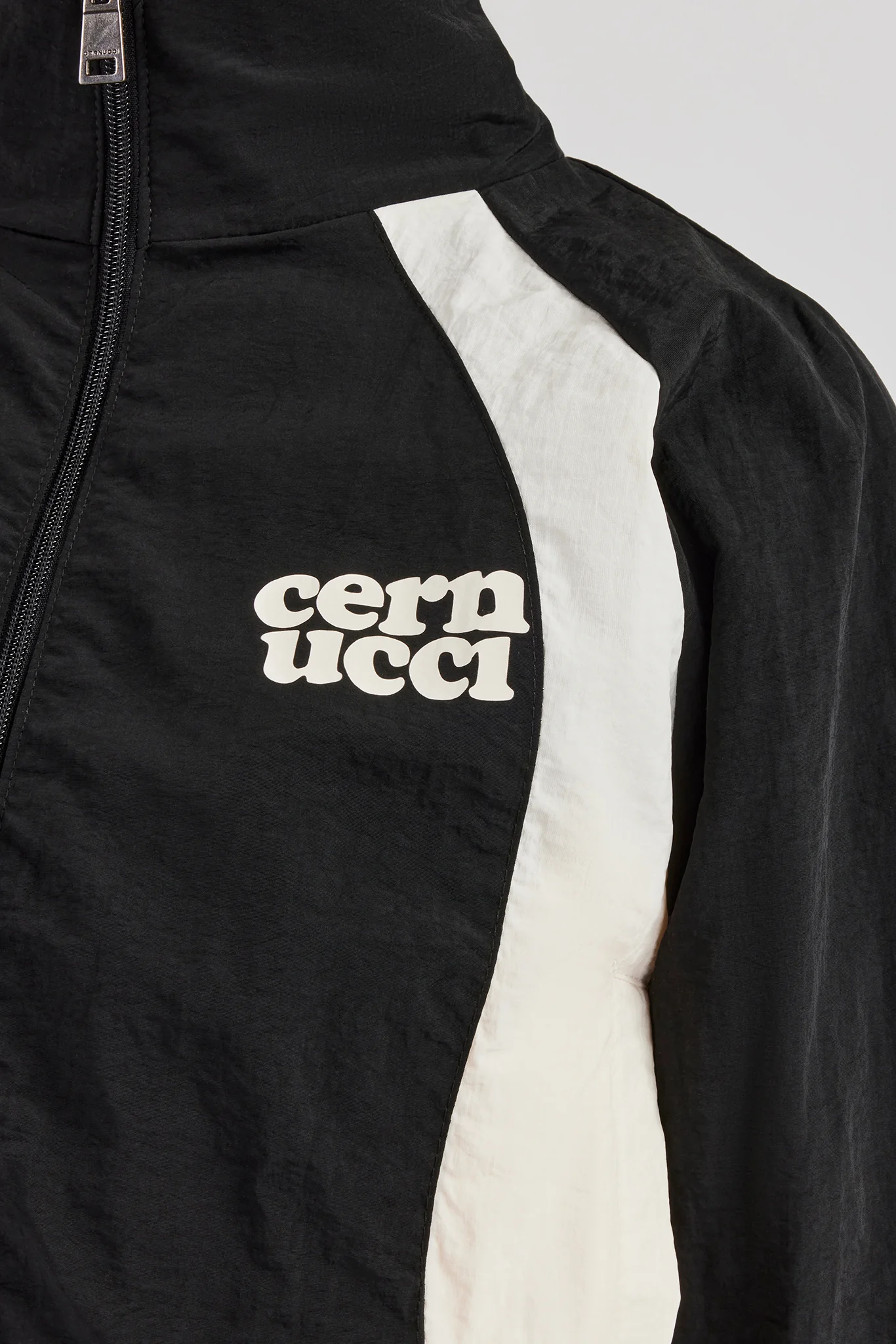 Contrast Panel Nylon Zip Through Jacket - Black - Image 3