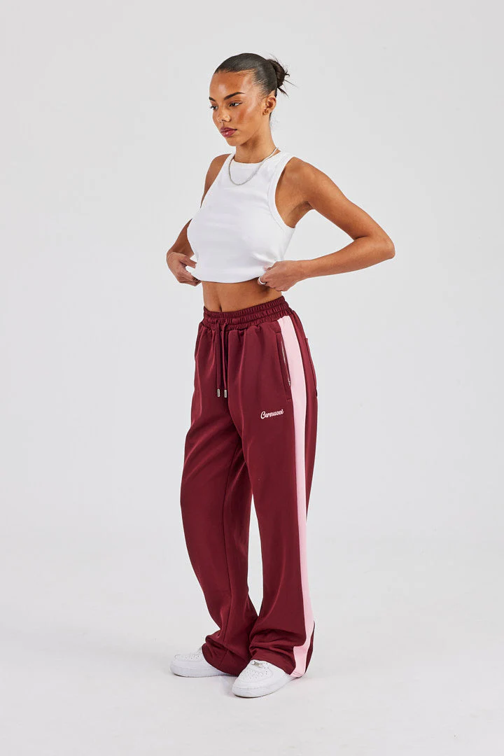 Contrast Panel Track Pant - Burgundy - Image 4