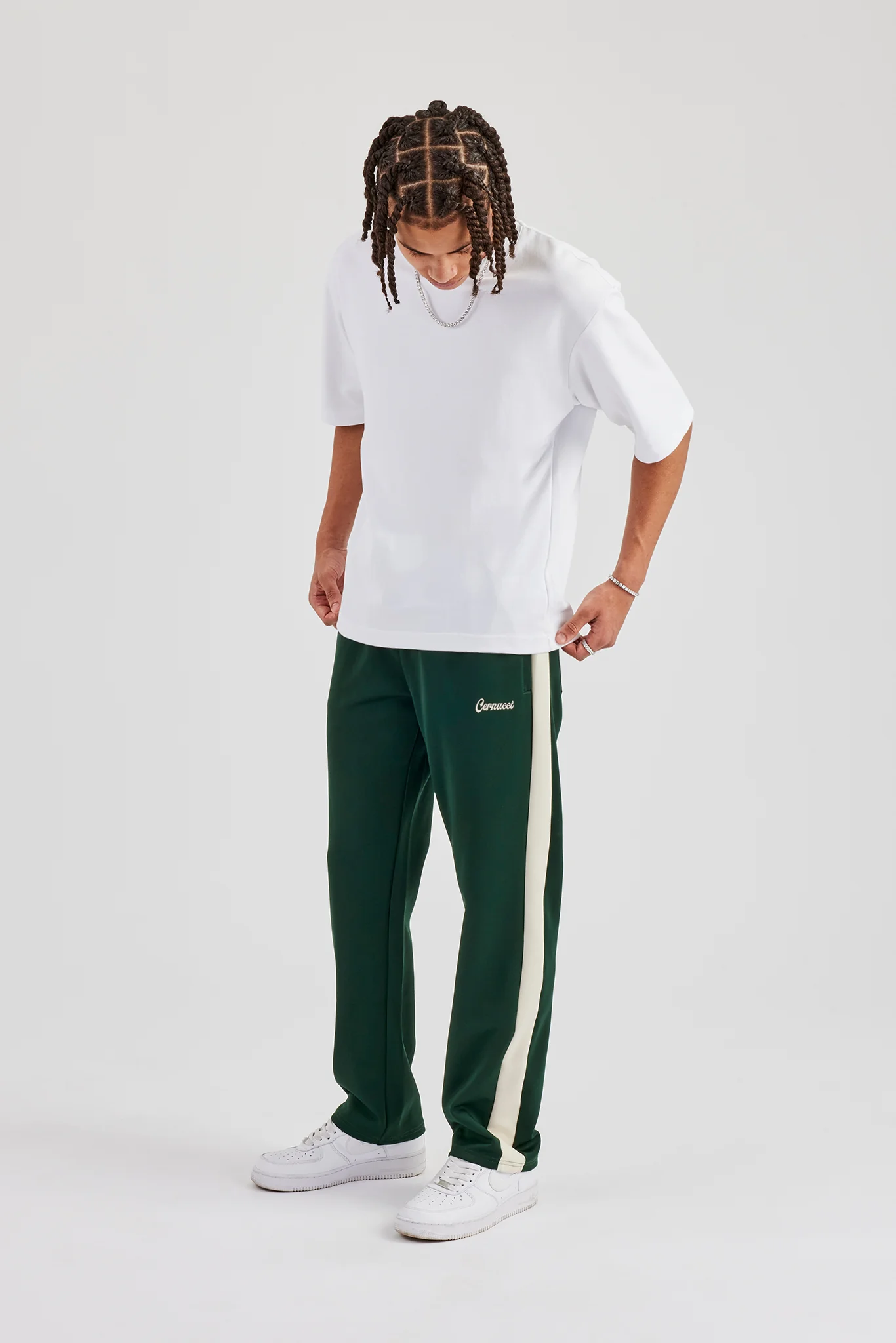 Contrast Panel Track Pant - Forest - Image 3