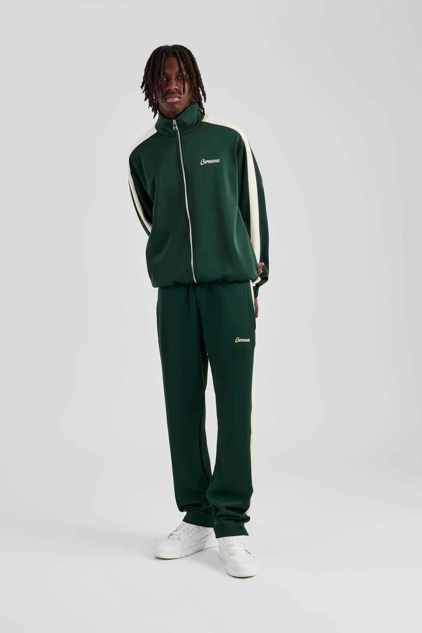 Contrast Panel Tracksuit - Forest Green - Image 3